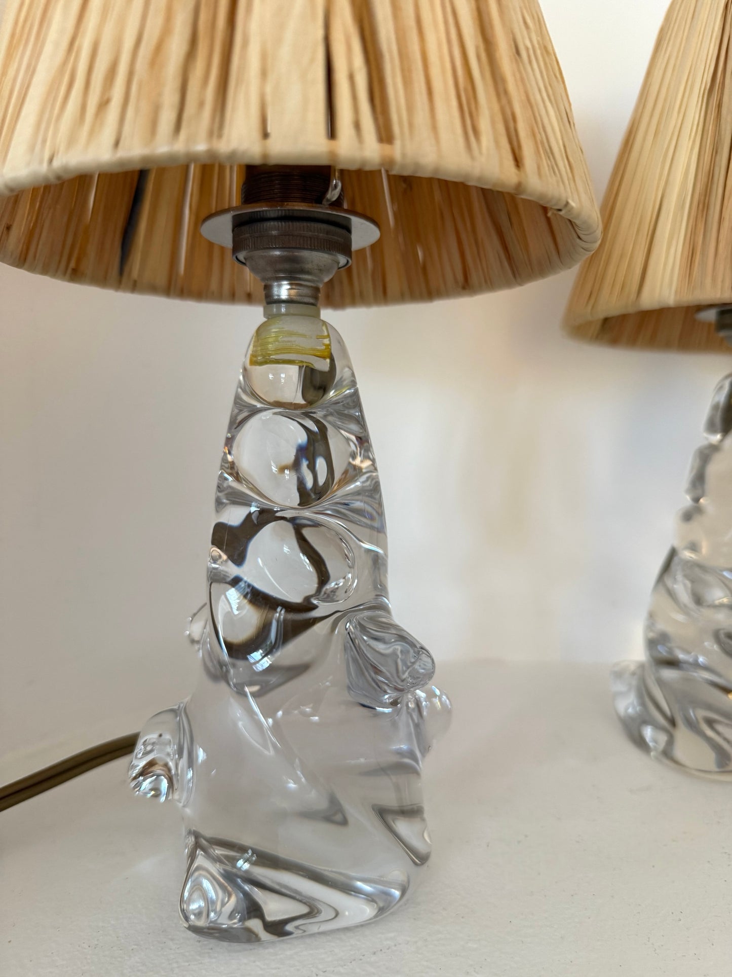 Pair of Antique French Crystal Lamps by Charles Schneider