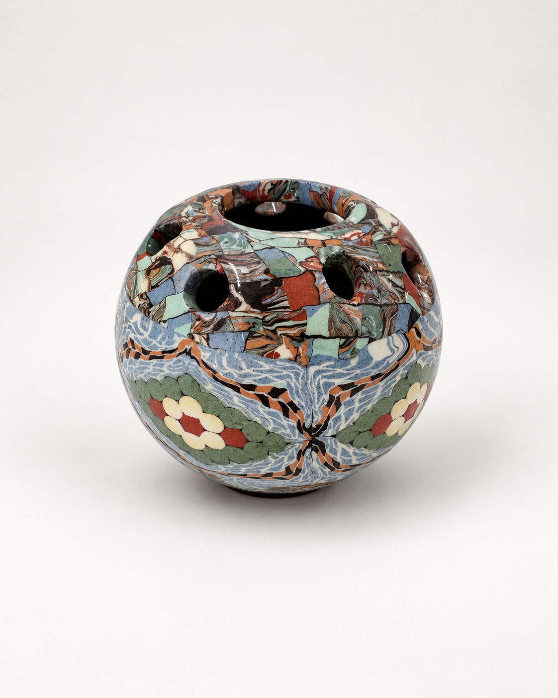 French Mosaic Ceramic Bud Vase by Jean Gerbino