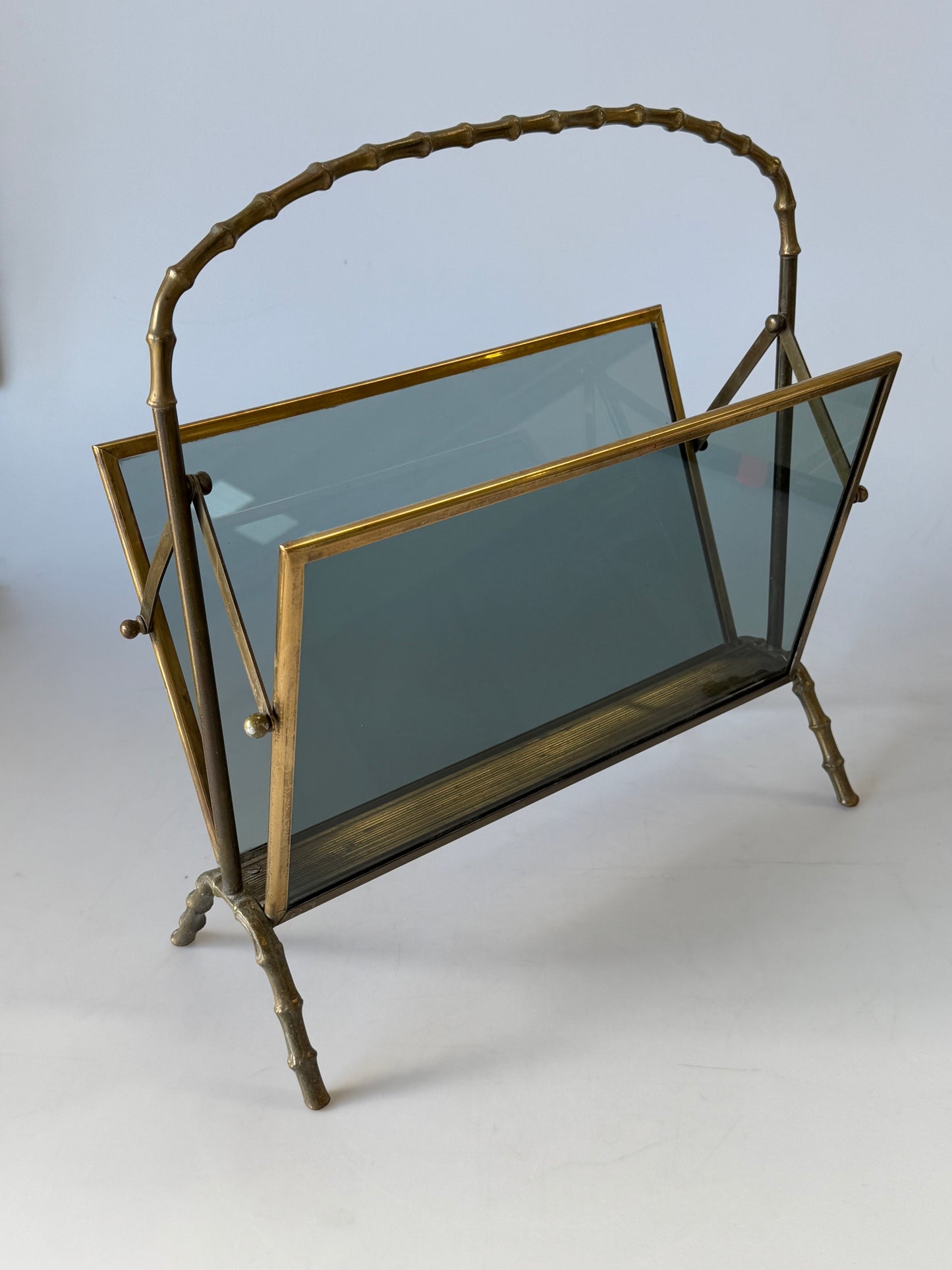 Brass Faux-Bamboo Magazine Rack by
Maison Baguès