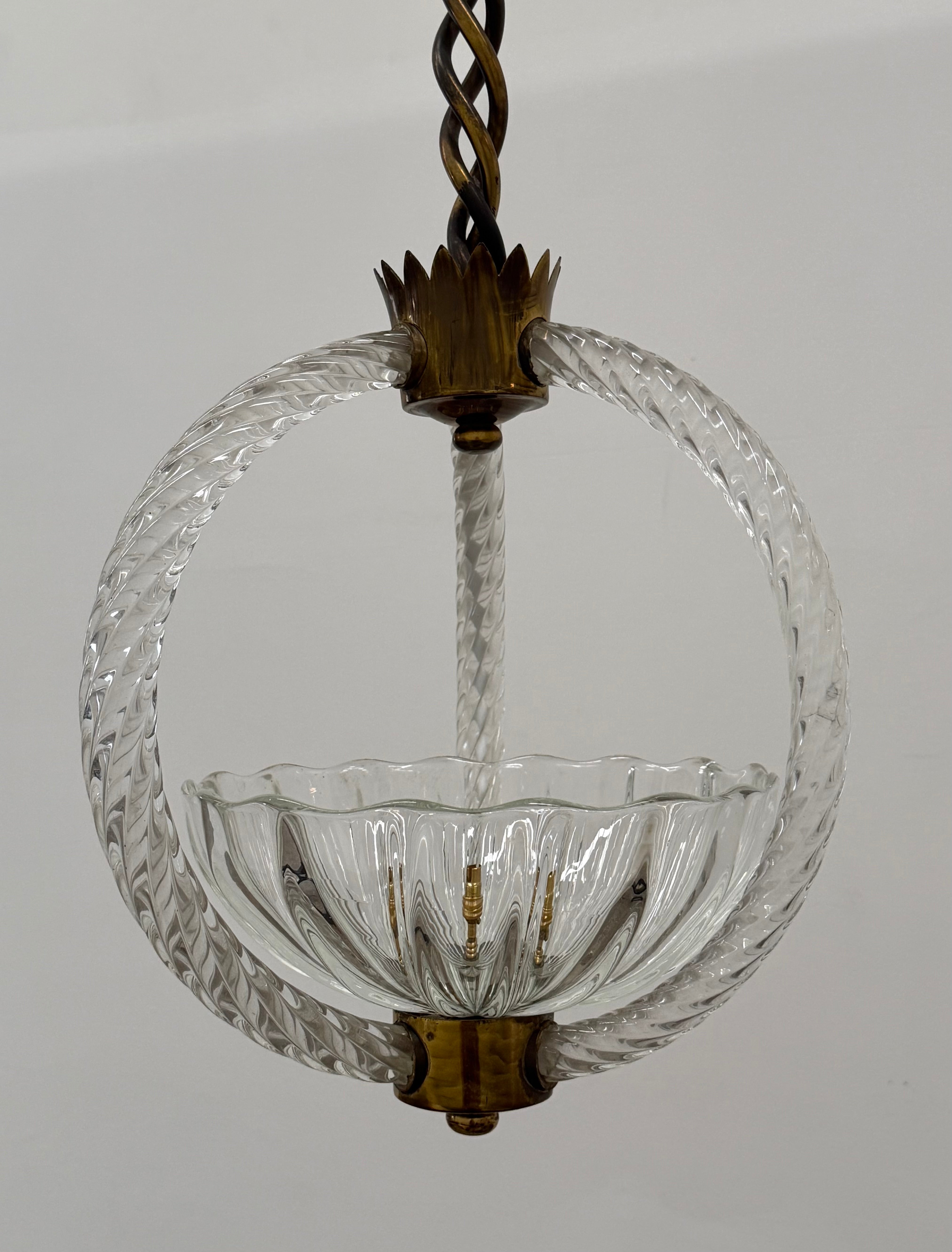 1940’s Barovier & Toso Murano Glass Pendant