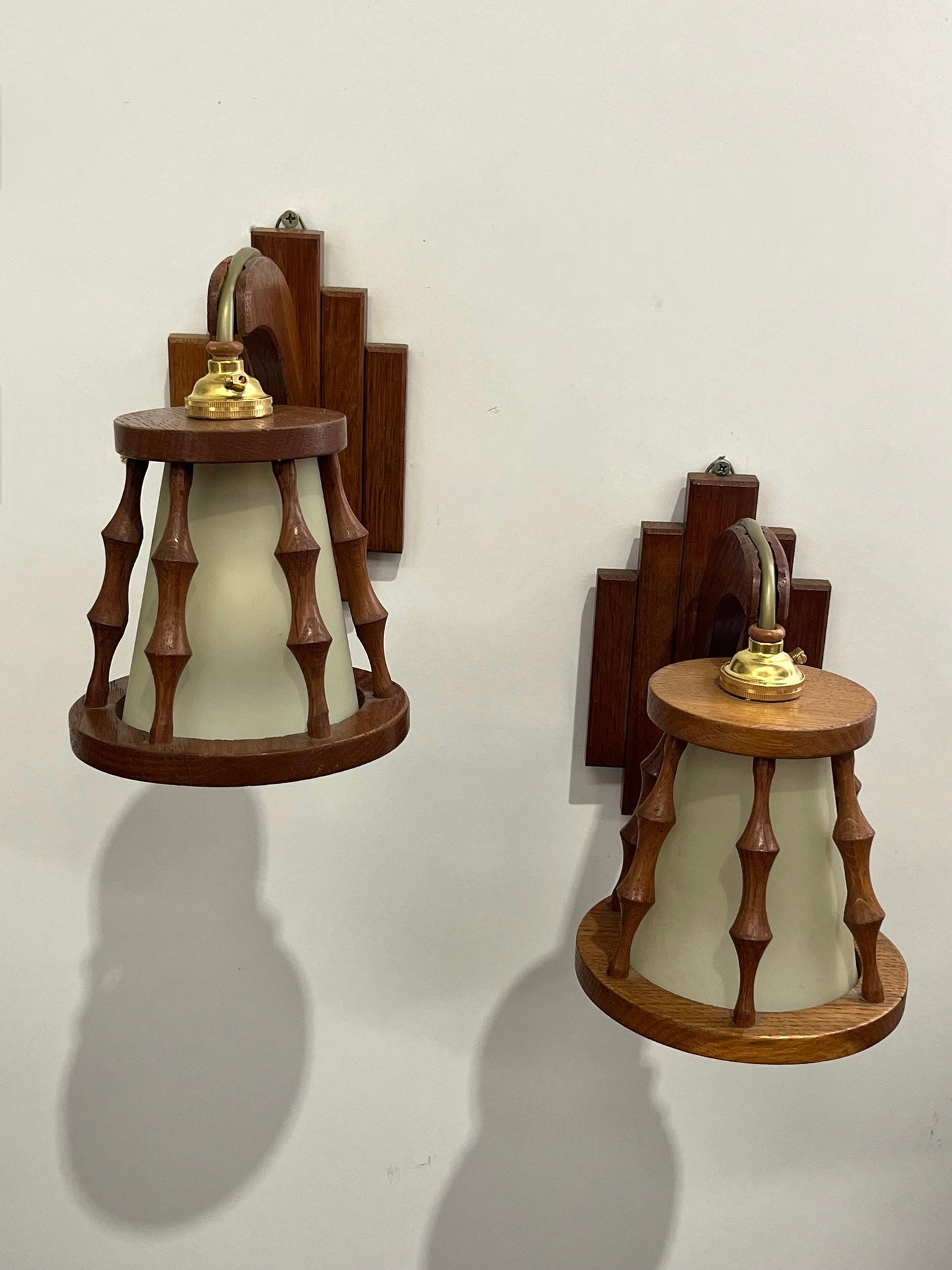 Pair of French Timber Wall Lights