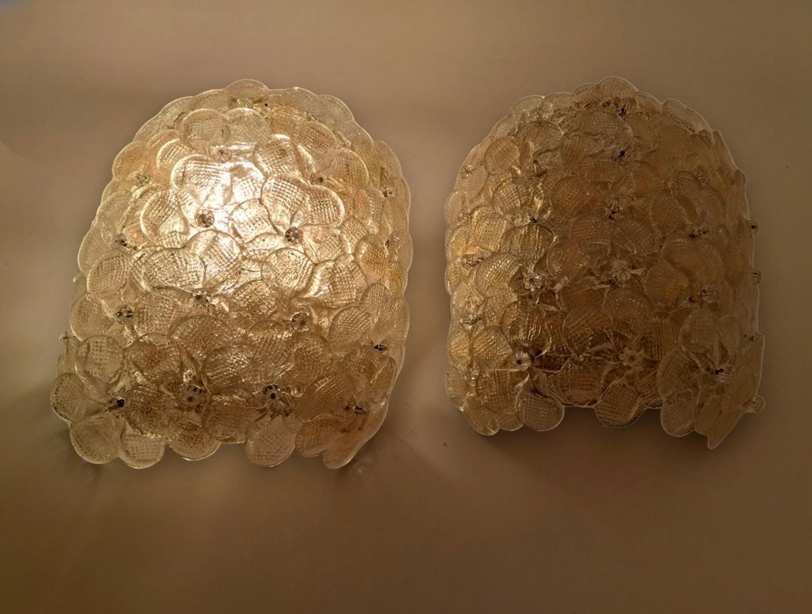 Pair of Murano Flower Wall Lights by Seguso