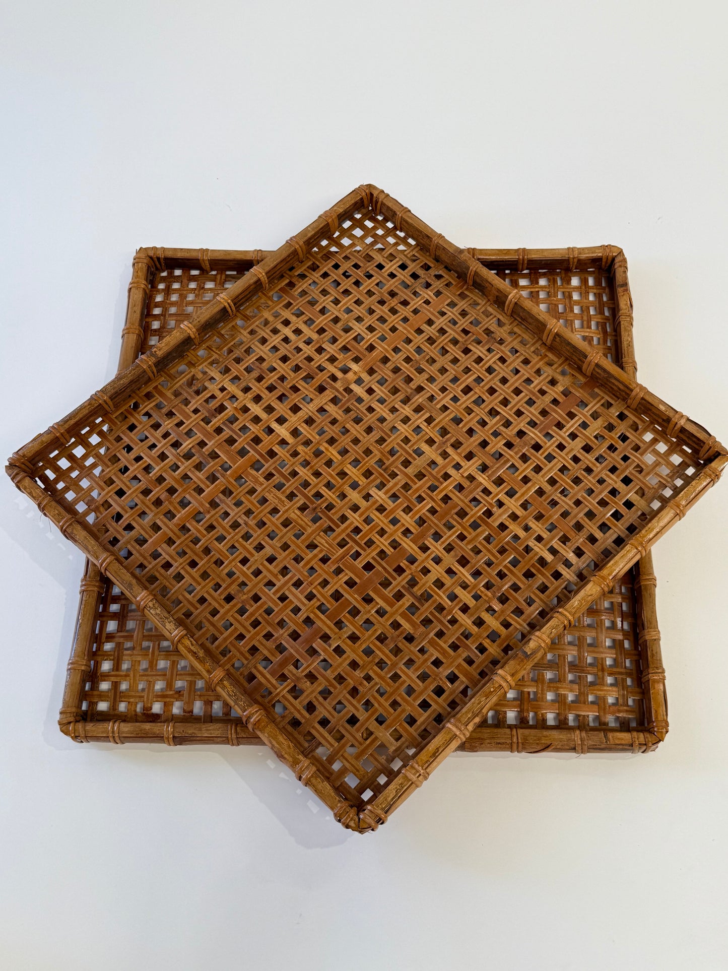 Set of Two Italian Rattan Trays