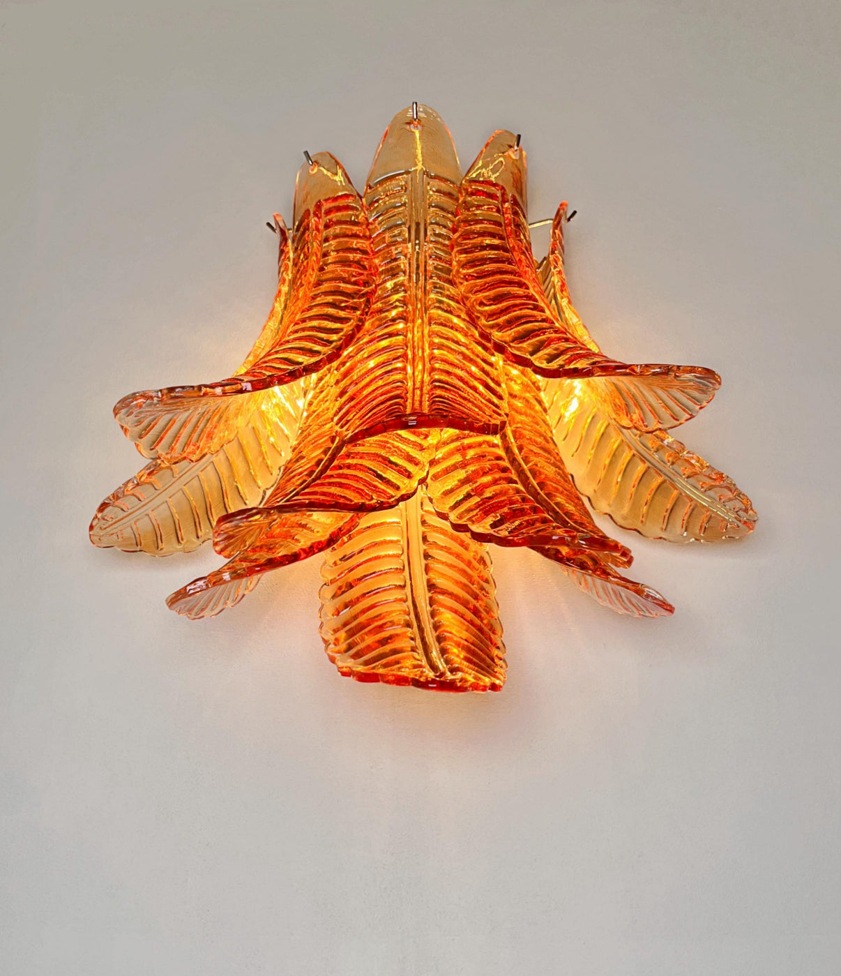 Pair of Amber Murano Glass Wall Lights