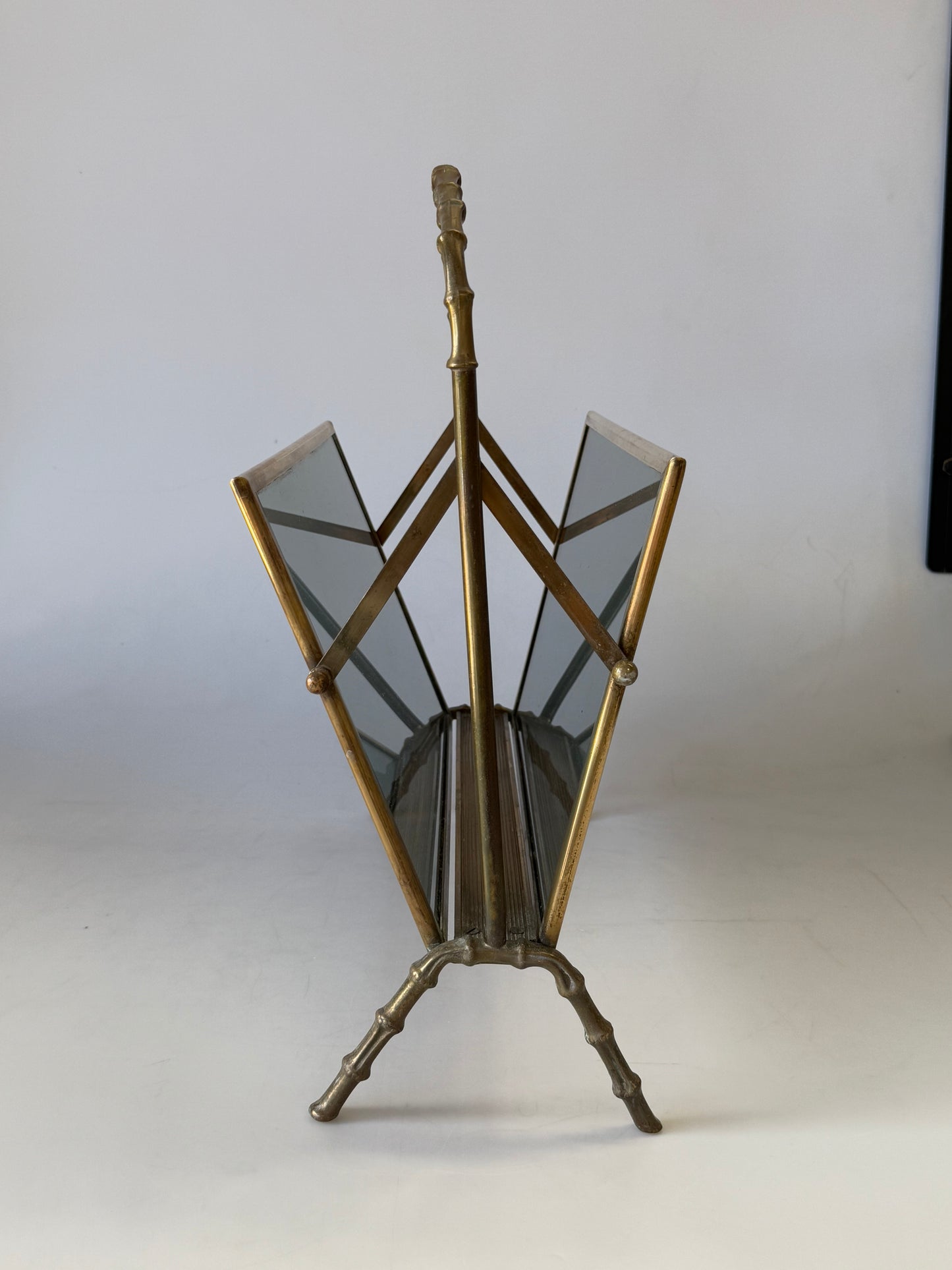 Brass Faux-Bamboo Magazine Rack by
Maison Baguès