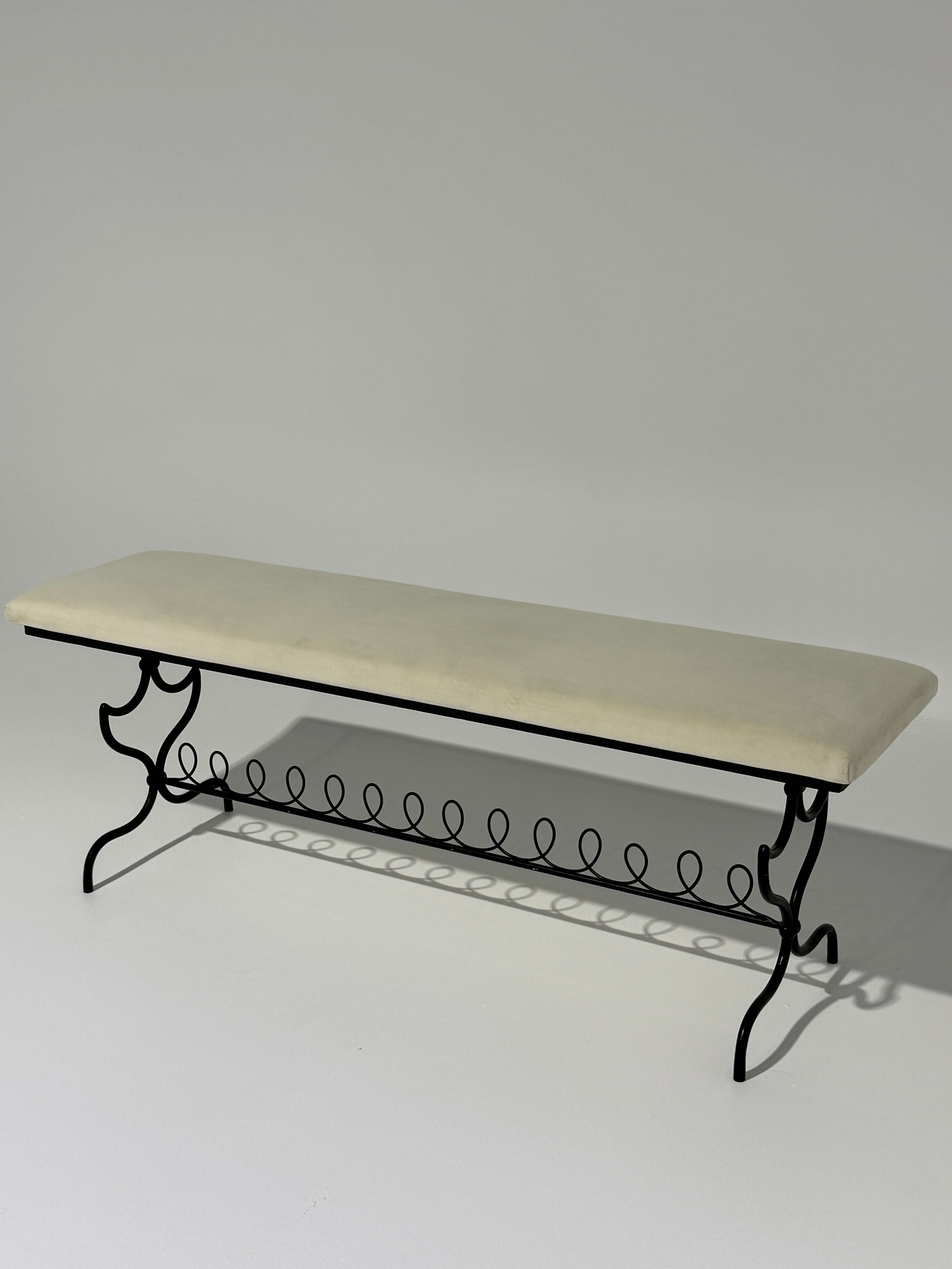 Vintage Italian Wrought Iron Bench