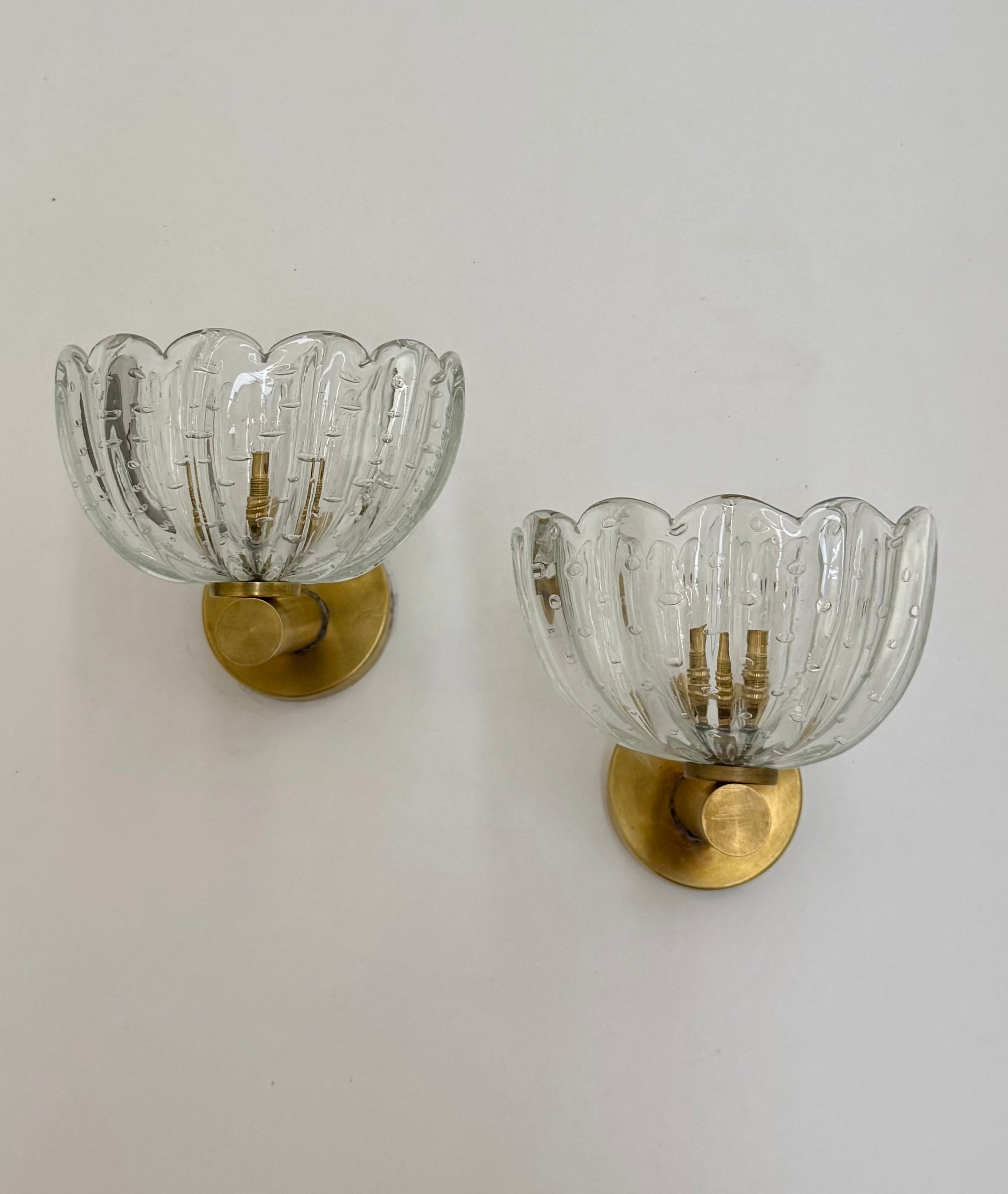 Pair of Murano Bullicante Wall Lights by Barovier