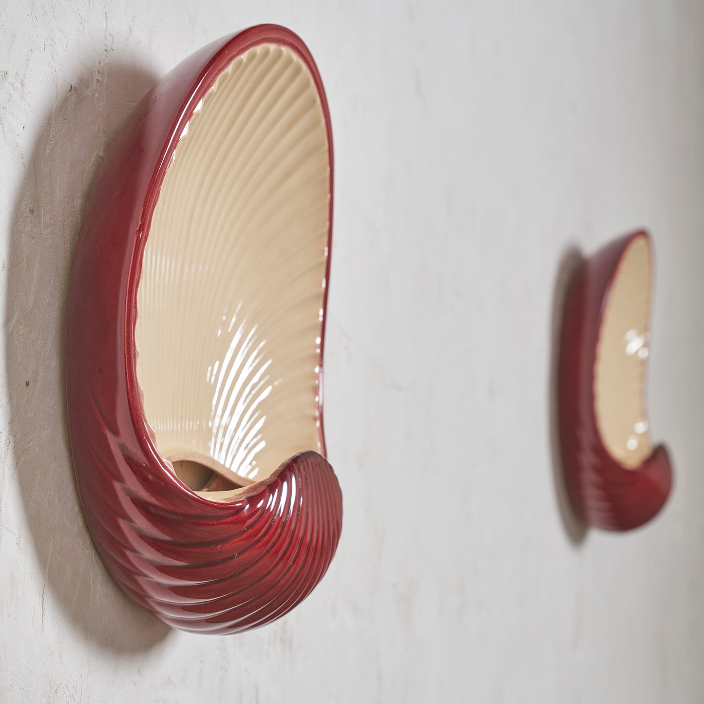 French Ceramic Shell Wall Light - Two Available