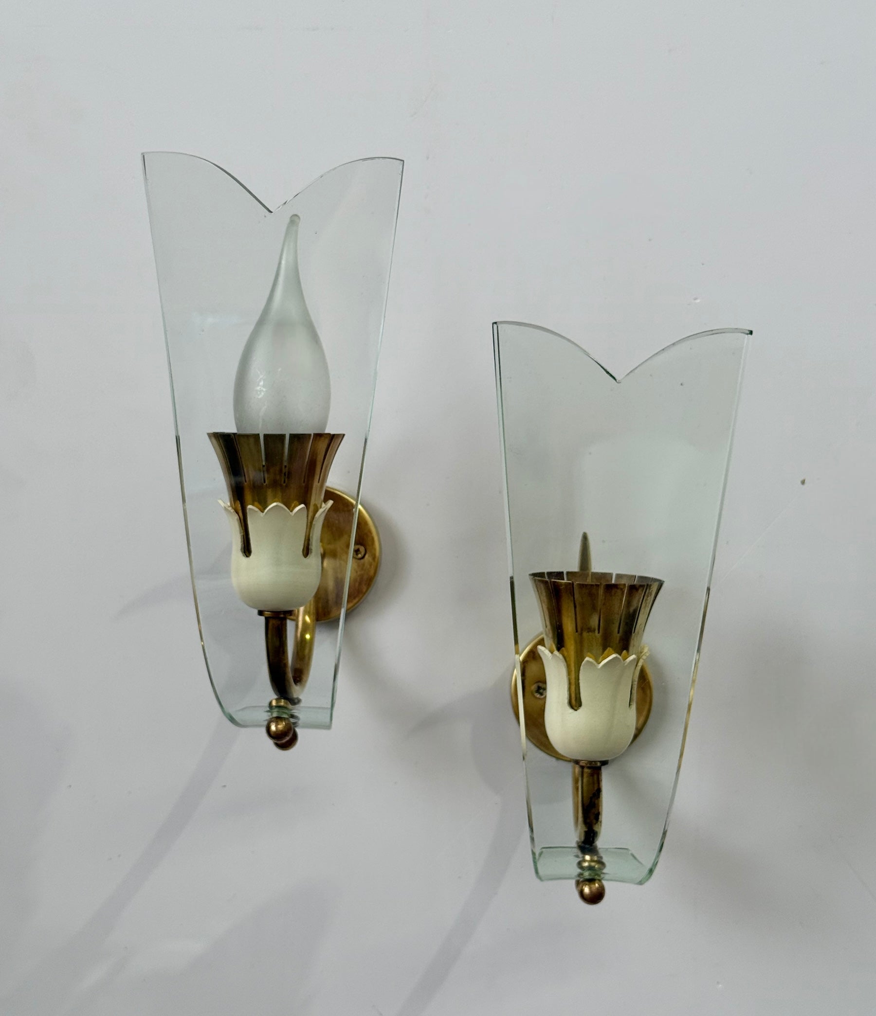 Pair of 1950’s Italian Glass Wall Lights