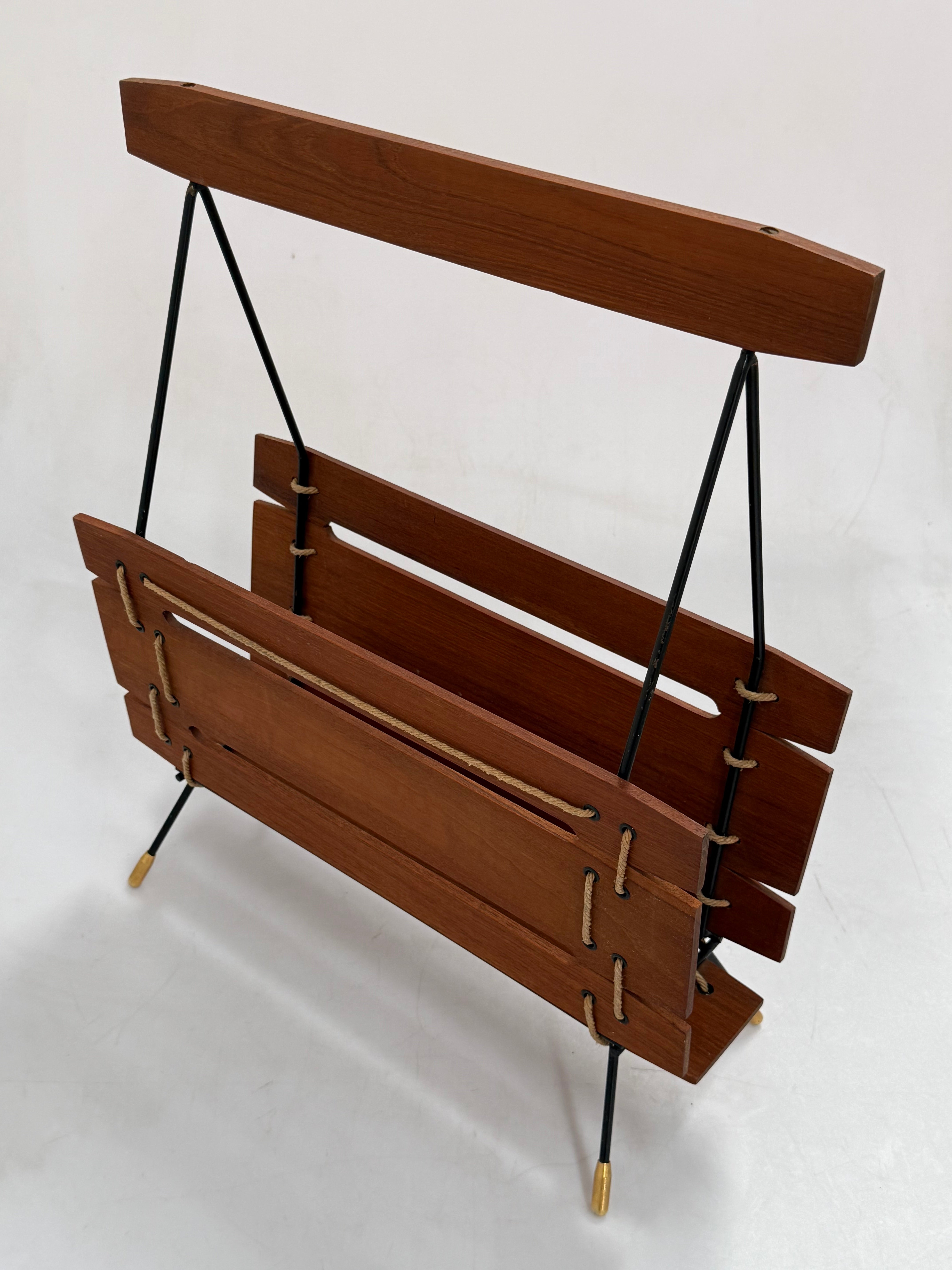 1960s Italian Timber & Iron Magazine Holder