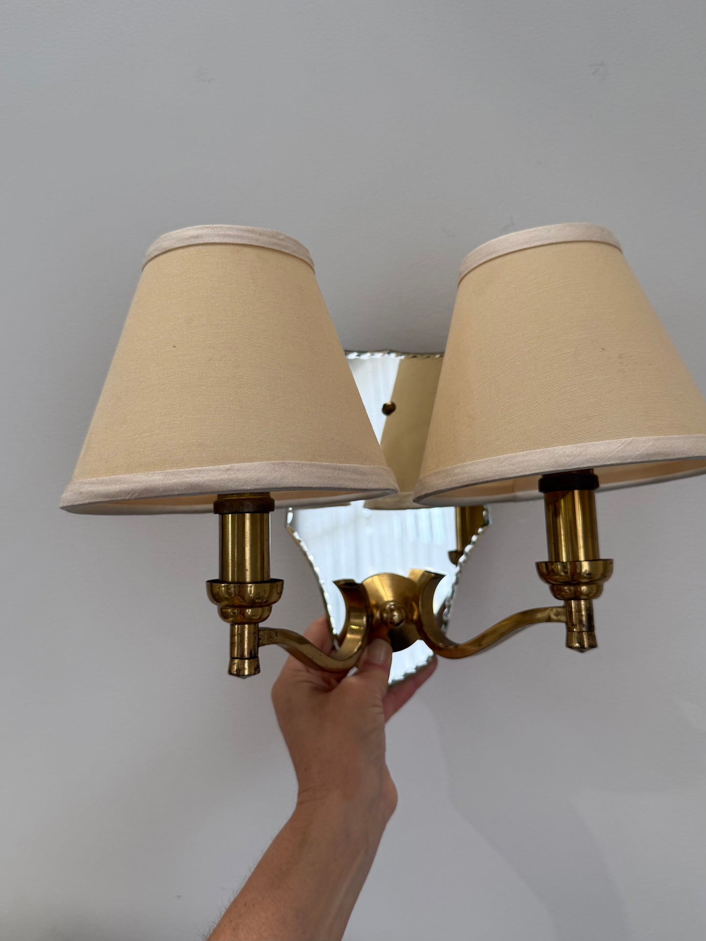 Pair of French Glass Mirrored Wall Lights