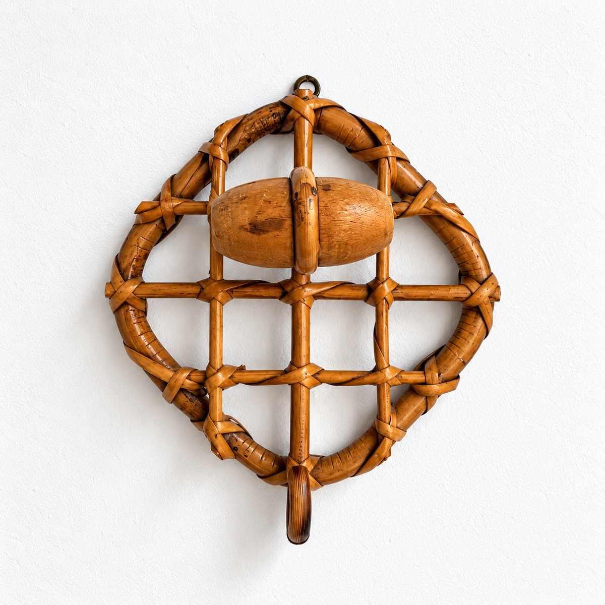 Italian Bamboo Coat Hook by Bonacina - Two Available