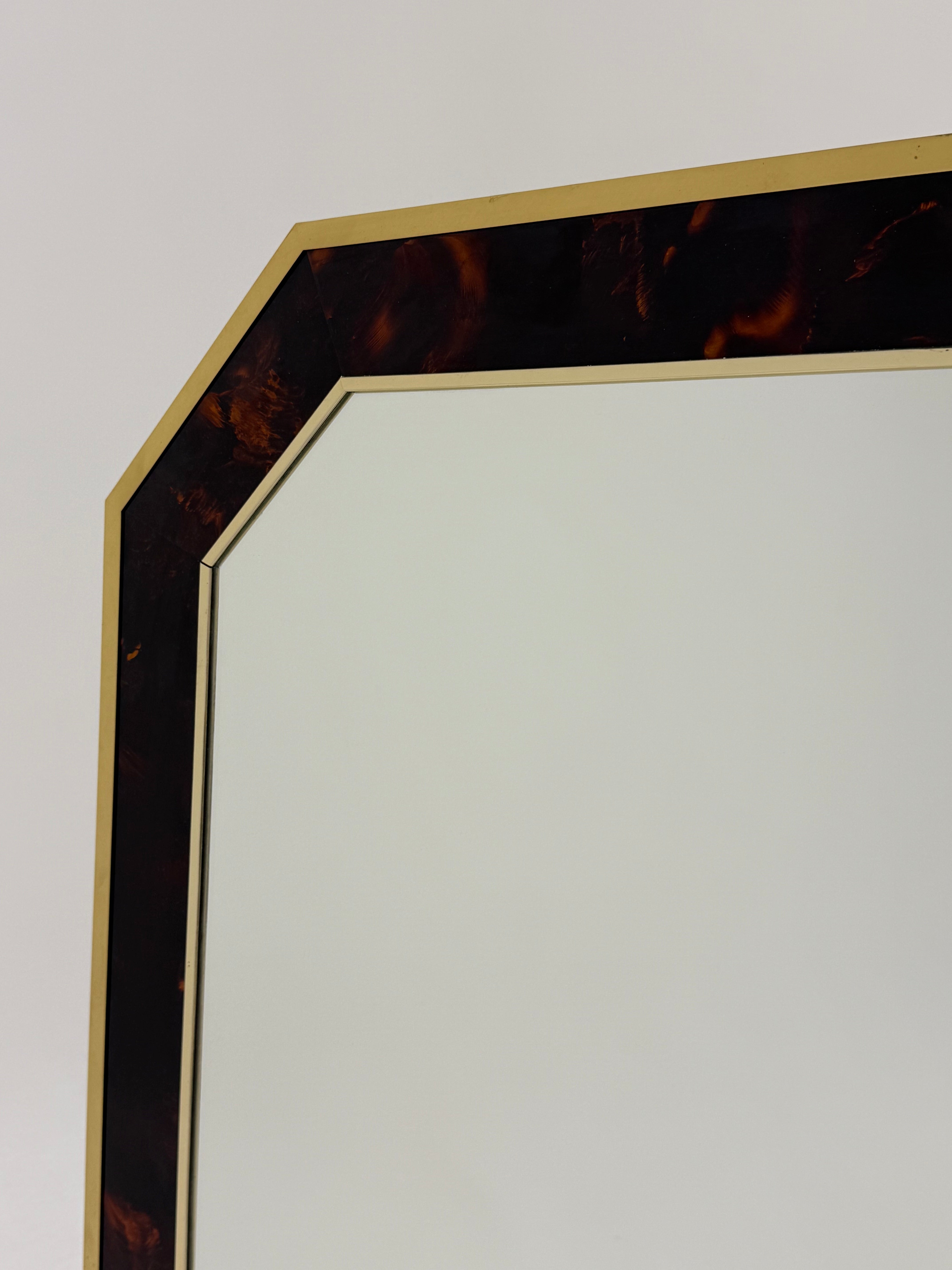 Large French Lacquered Tortoiseshell Mirror