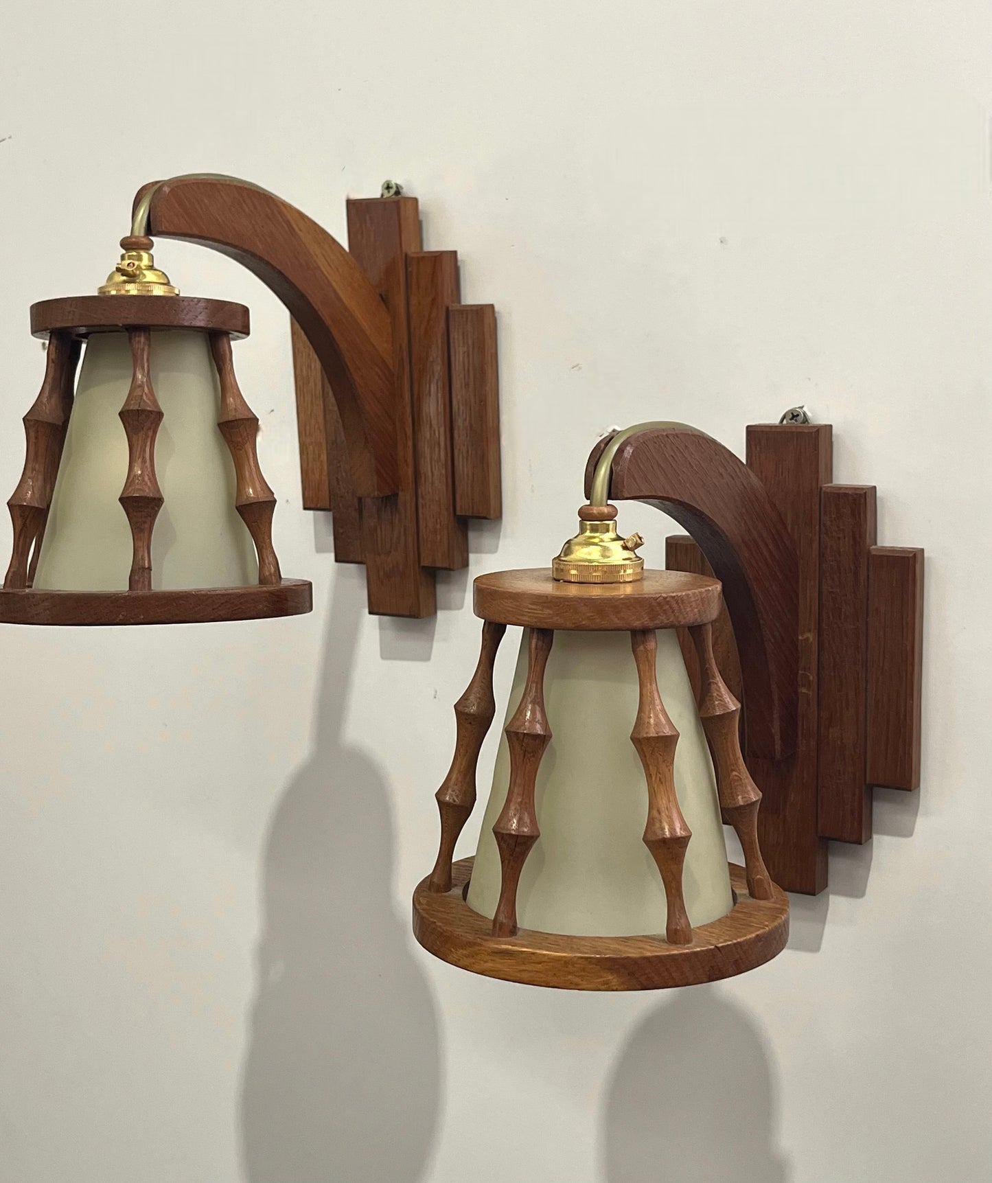 Pair of French Timber Wall Lights