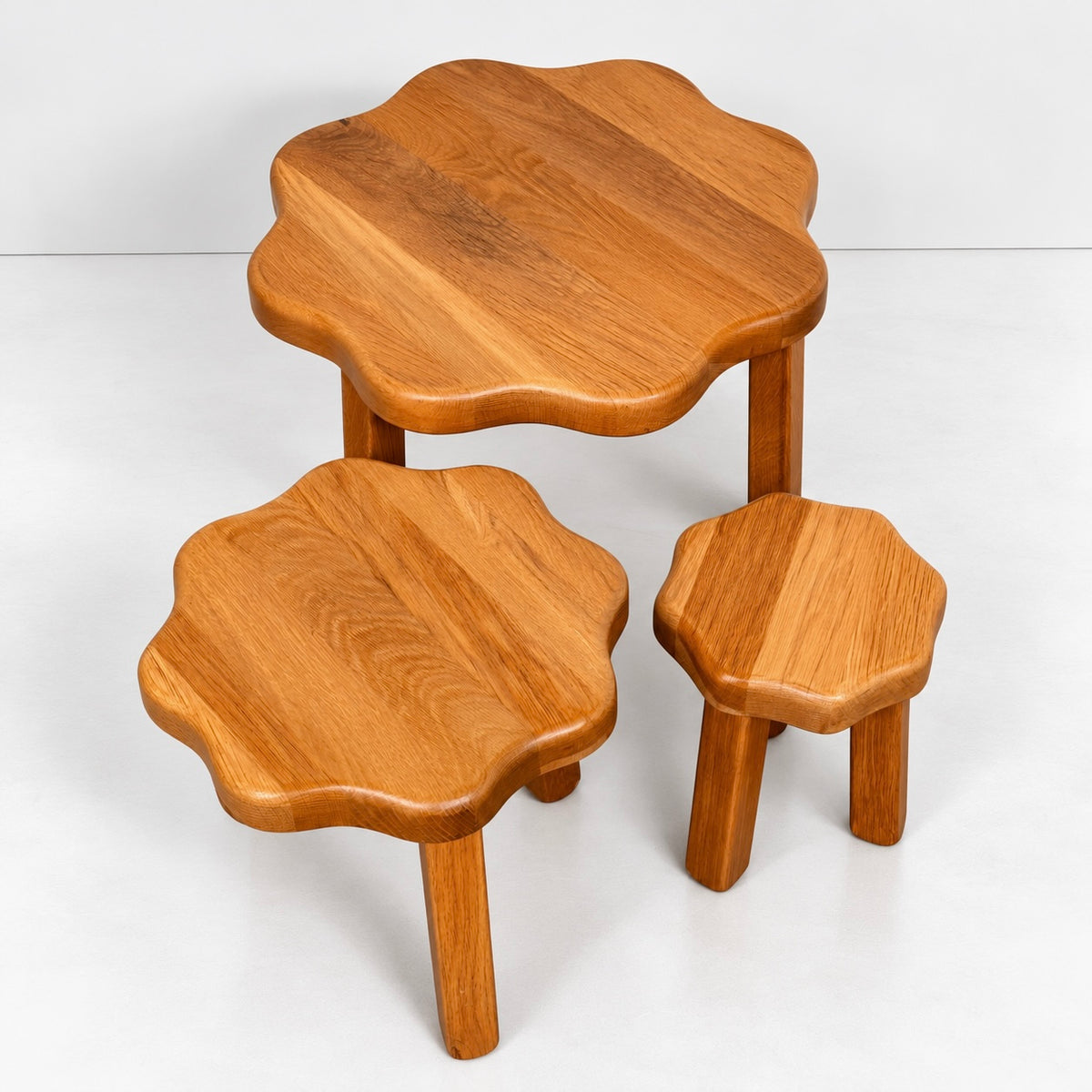 PRE-ORDER: Trio of 1970’s  Oak Nesting Tables