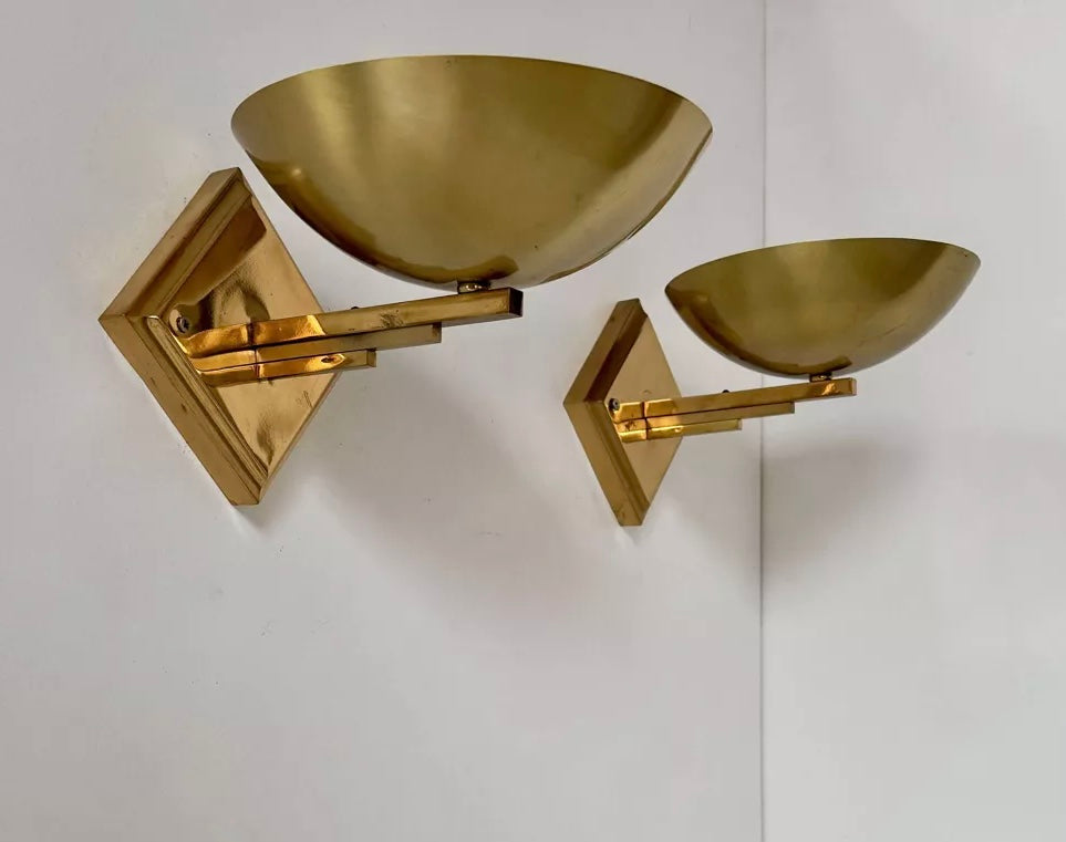 Pair of 1970’s French Brass Wall Lights