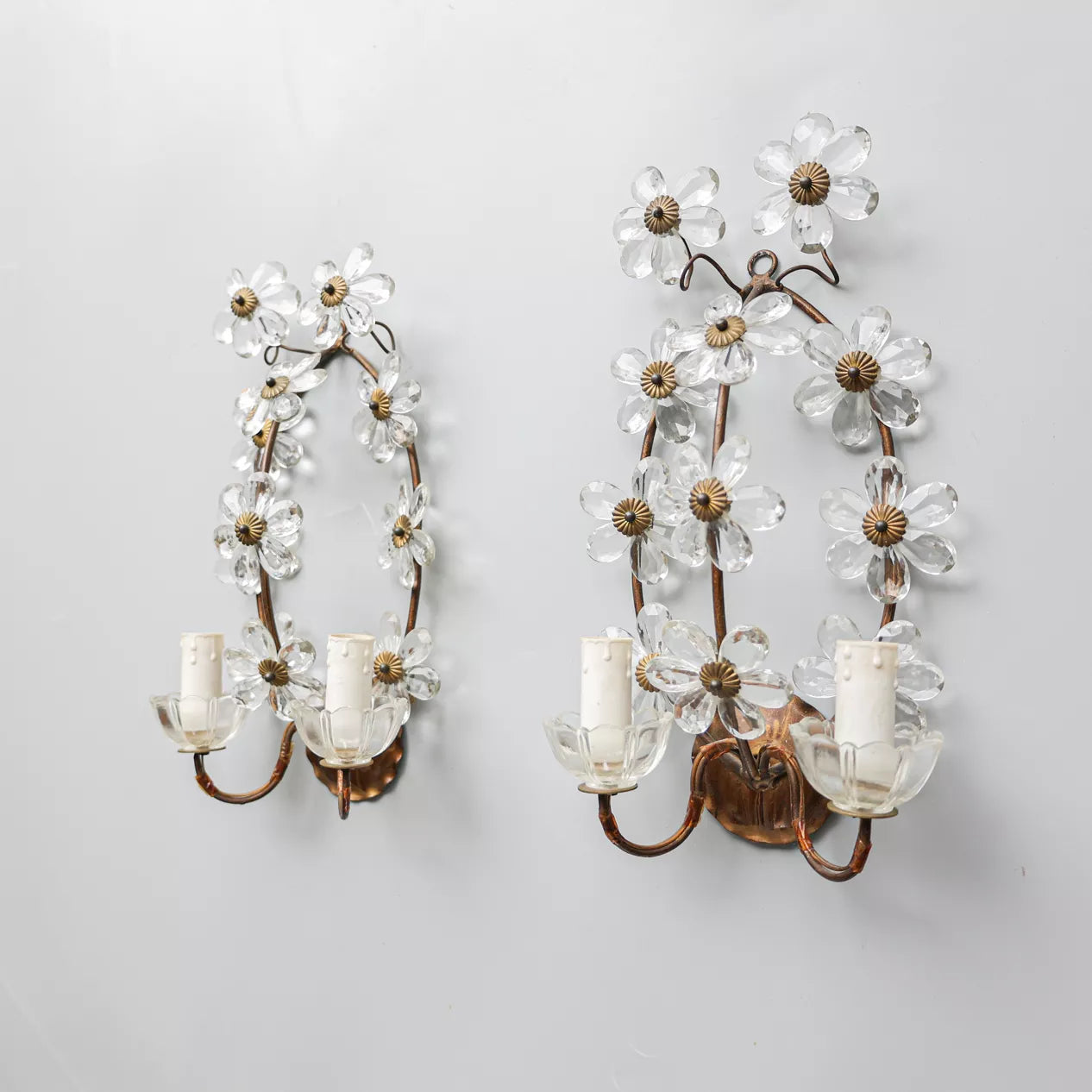 Pair of Italian Glass Flower Wall Lights