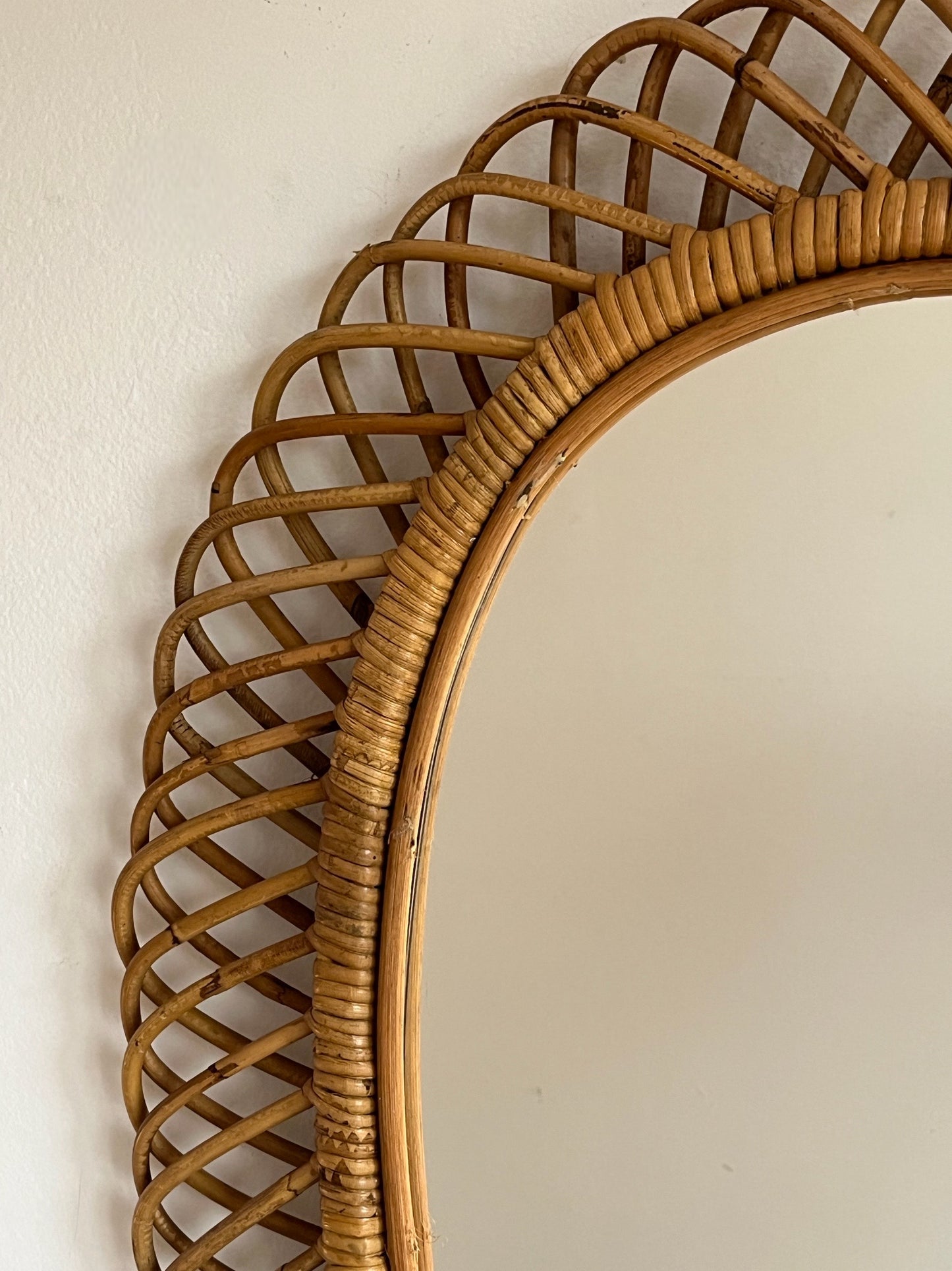 Vintage Italian Bamboo Mirror by Bonacina