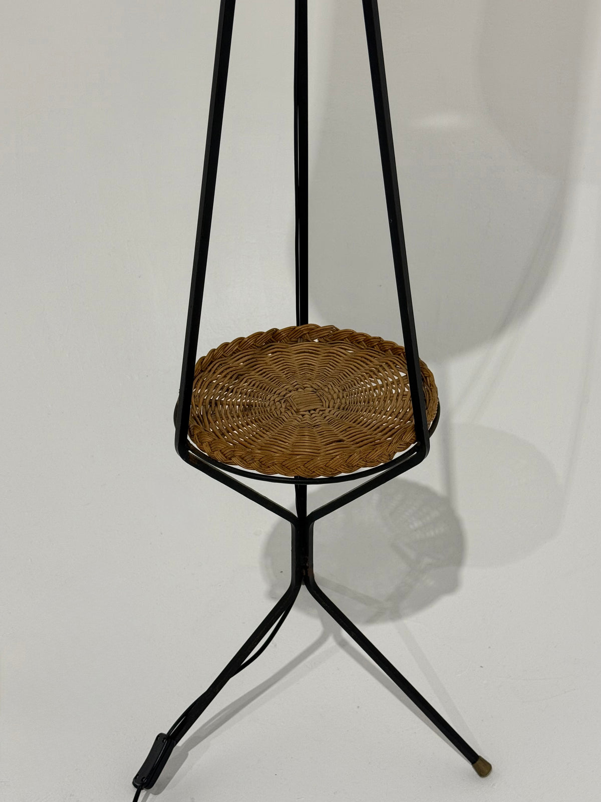 Vintage French Iron & Wicker Floor Lamp
