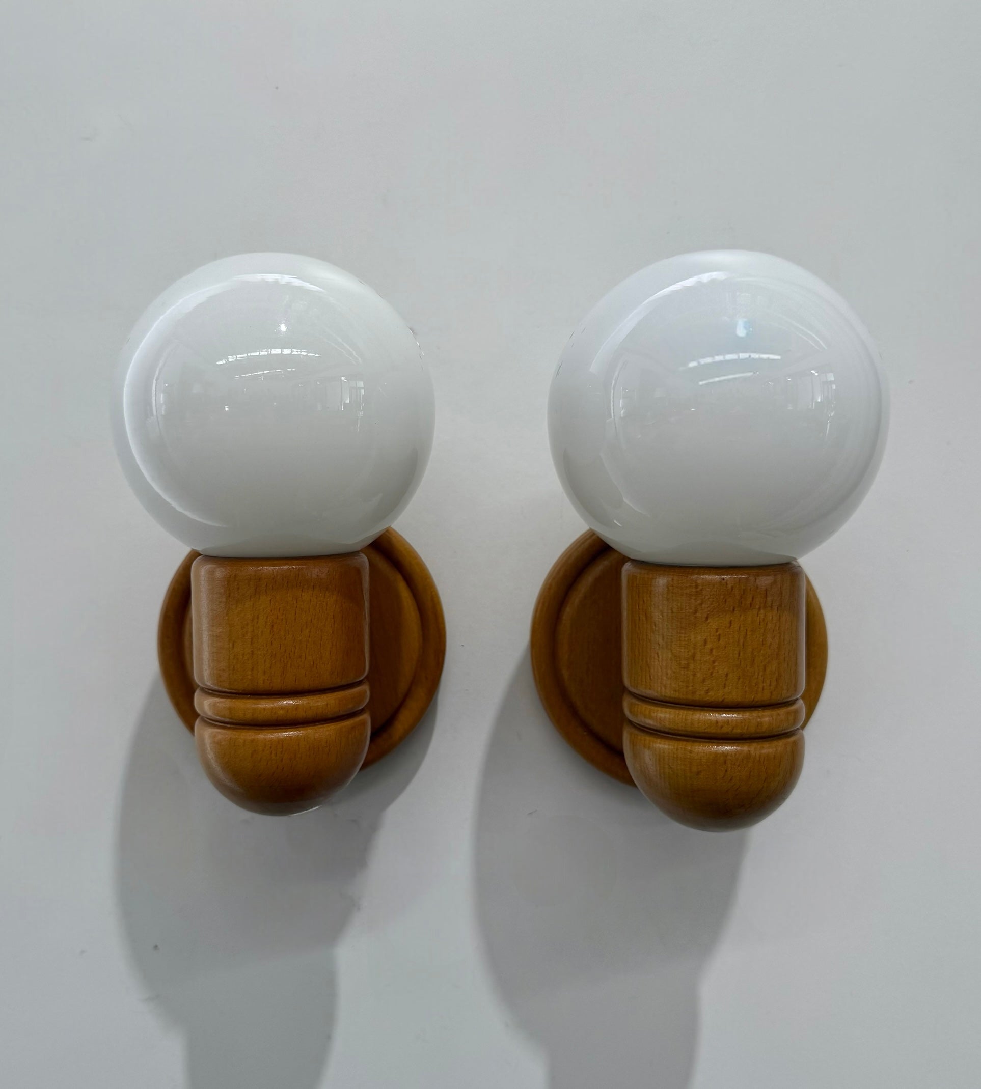 Pair of Scandinavian Pine Wall Lights