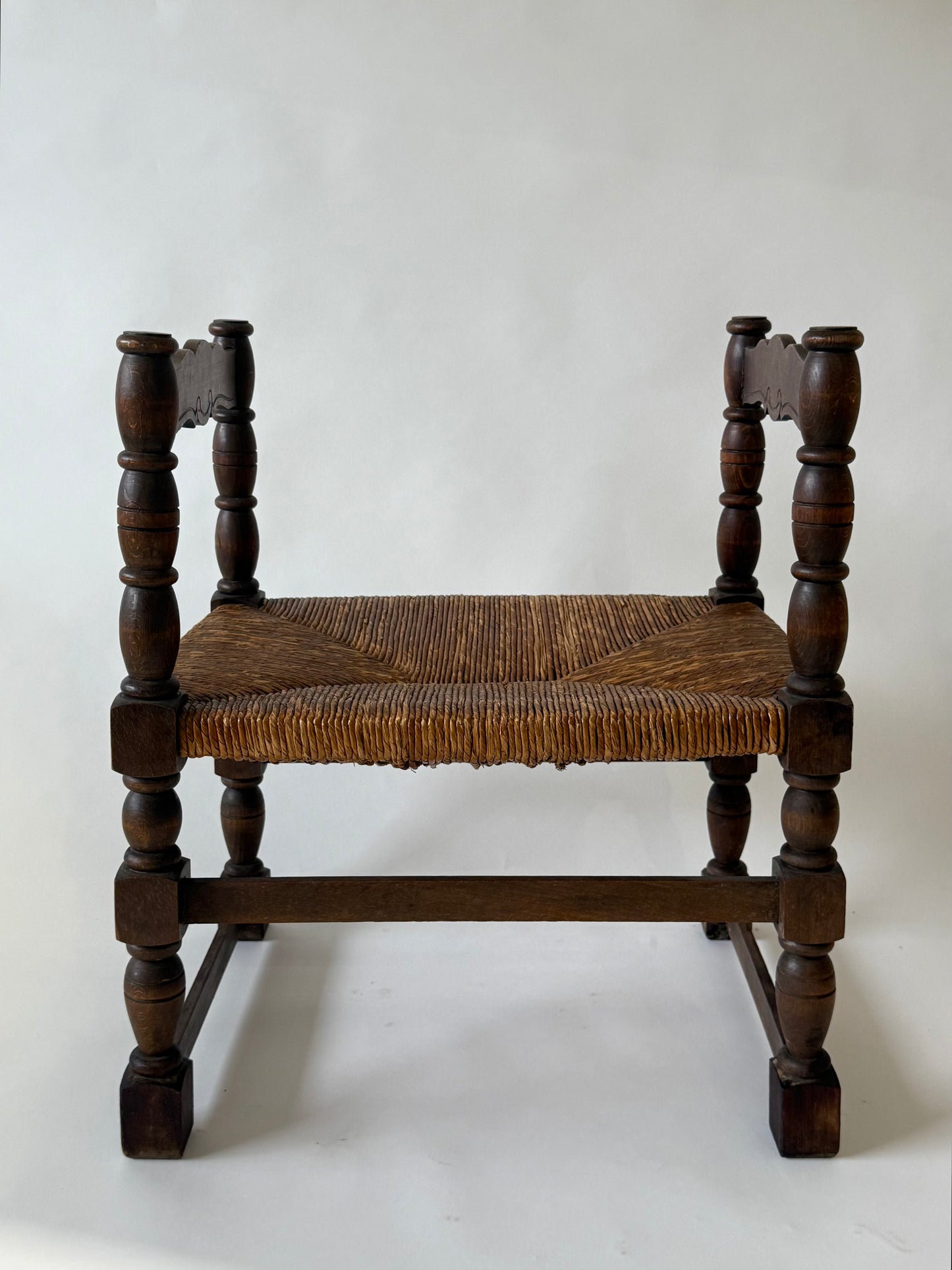 French Timber Bench with Rush Seat