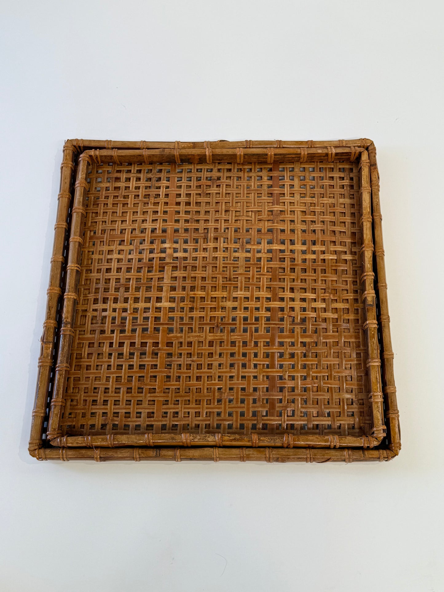 Set of Two Italian Rattan Trays