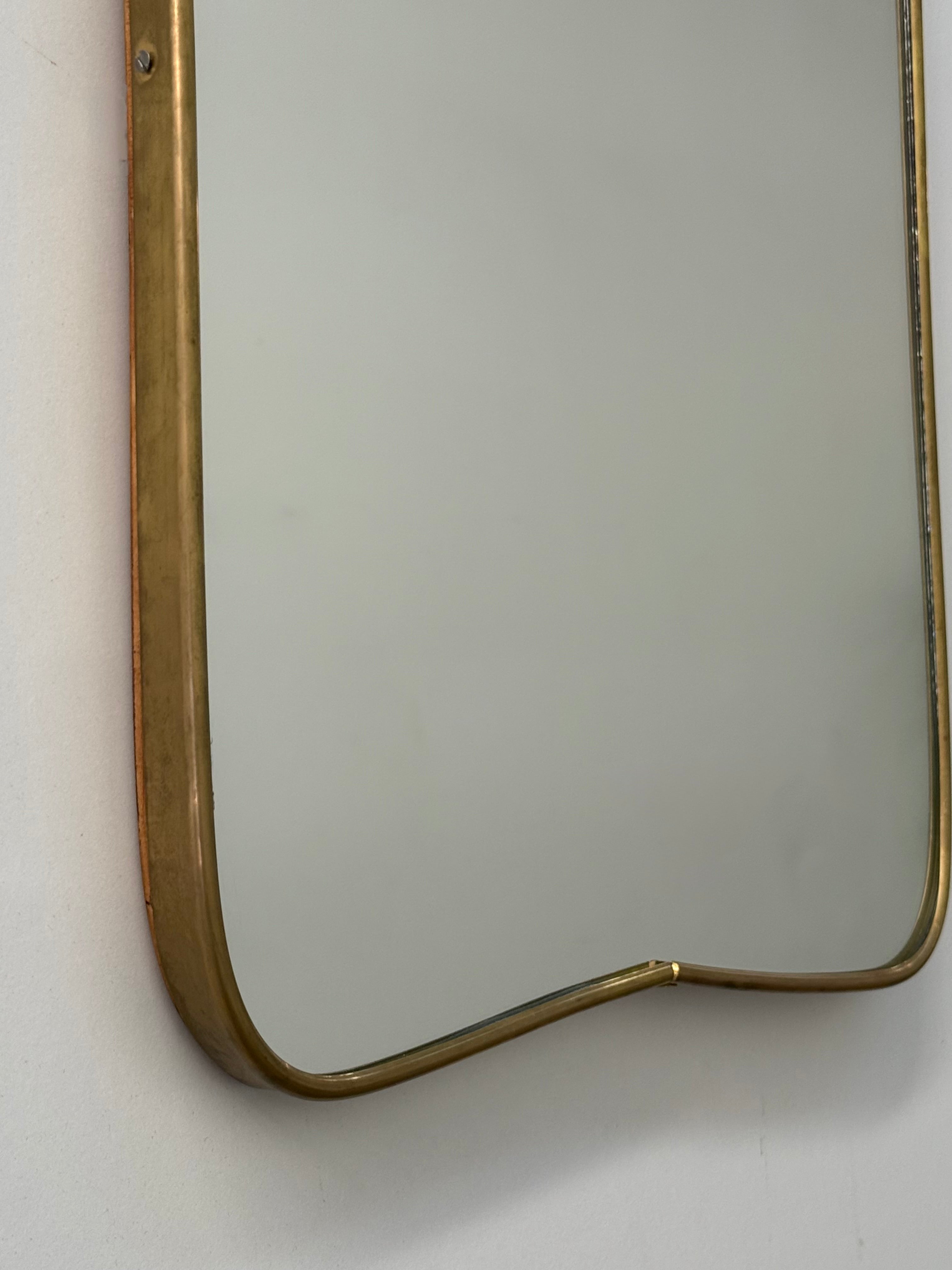 Vintage Italian Brass Shield Mirror