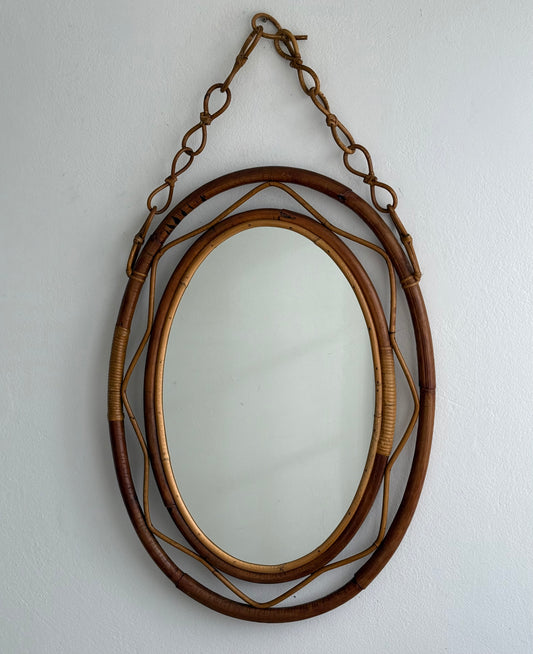 Italian Bamboo Mirror by Franco Albini