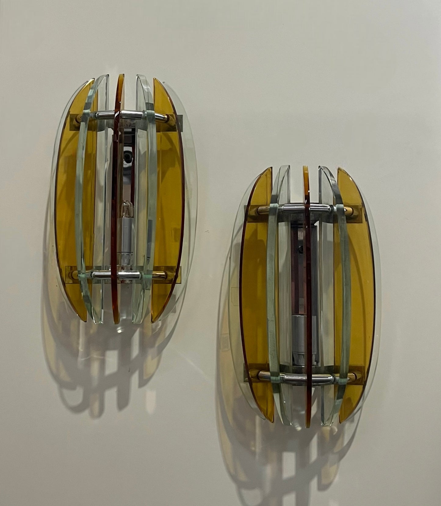 Pair of Murano Glass Wall Lights by VECA