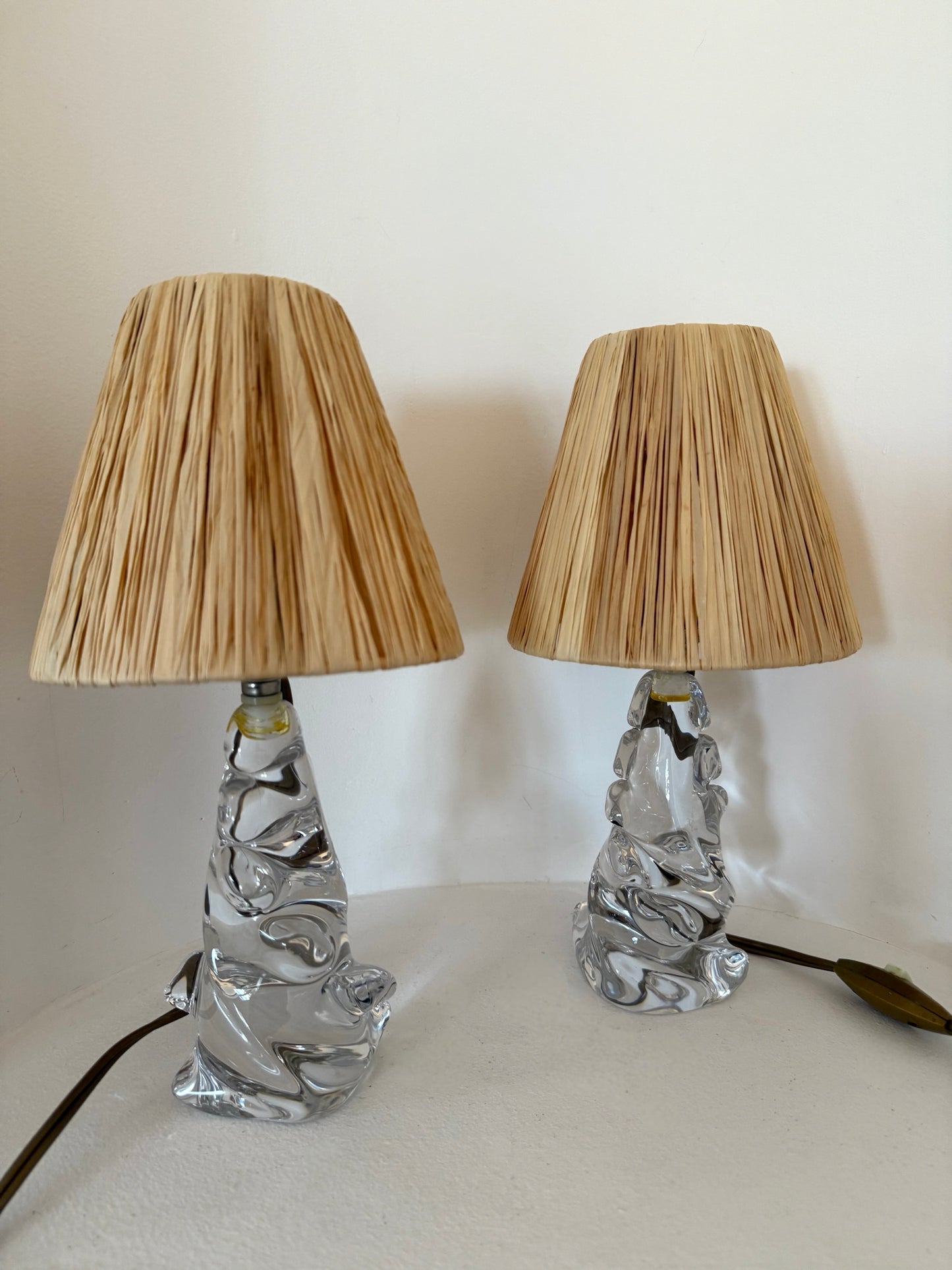 Pair of Antique French Crystal Lamps by Charles Schneider