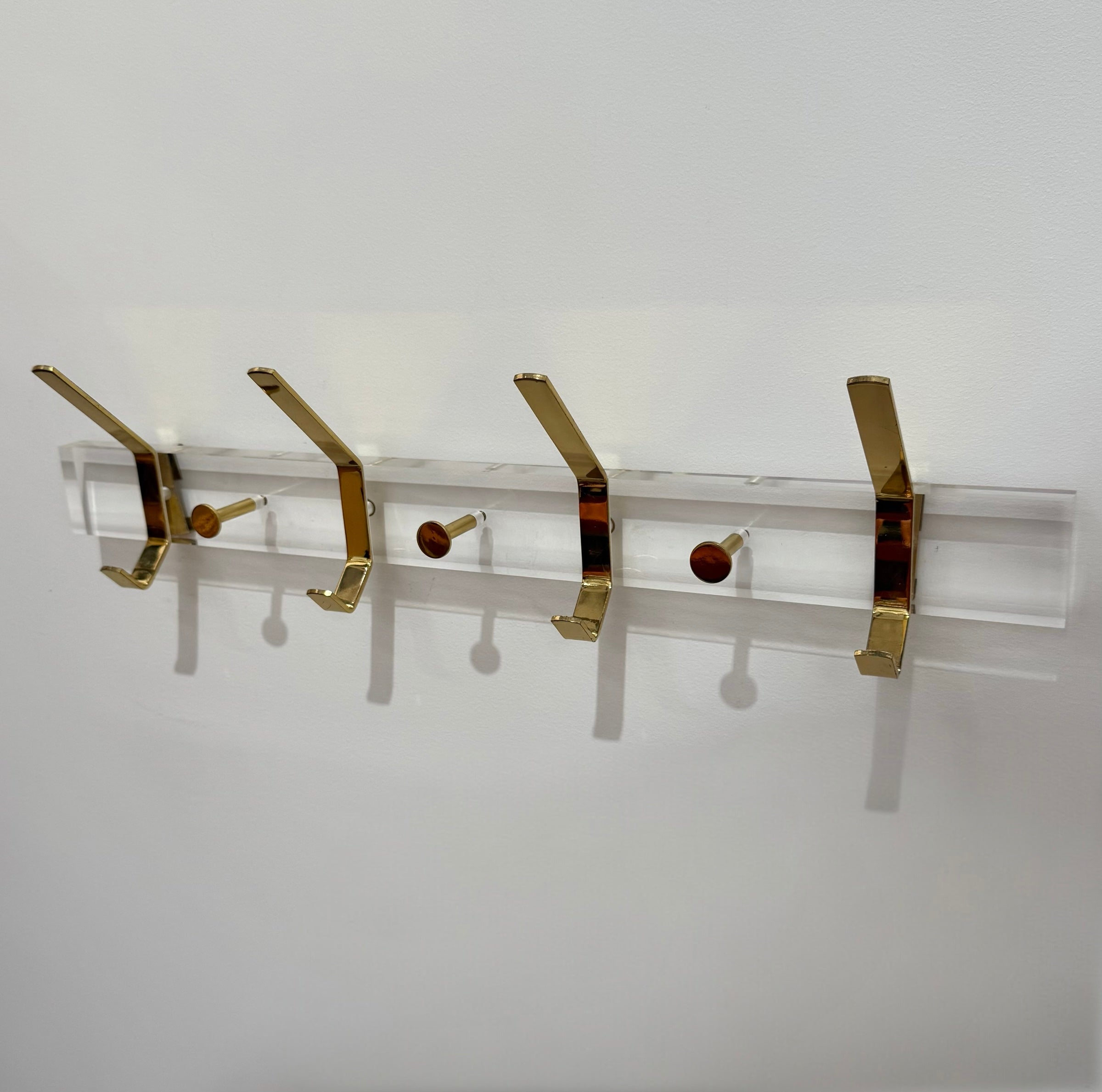 Italian Lucite and Brass Coat Rack
