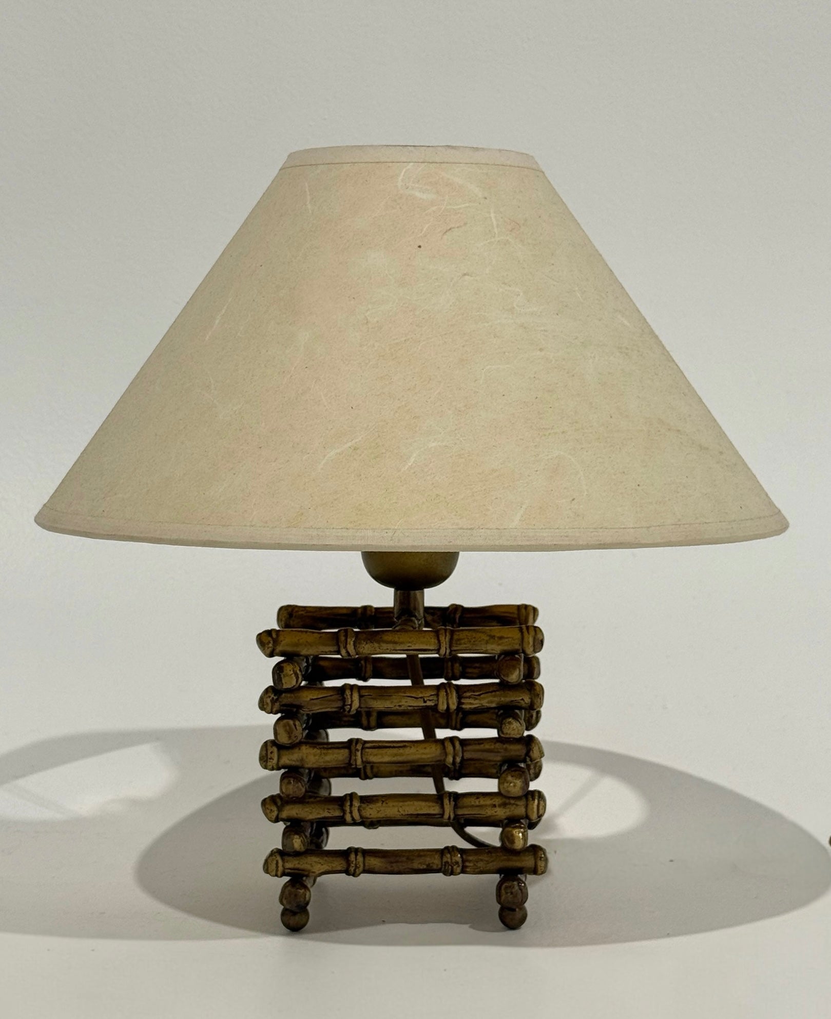 Vintage Brass Faux Bamboo Lamp