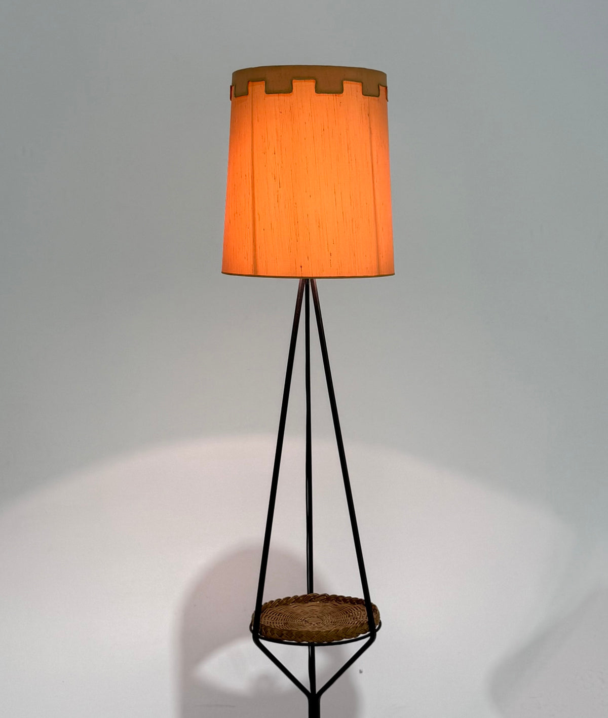 Vintage French Iron & Wicker Floor Lamp