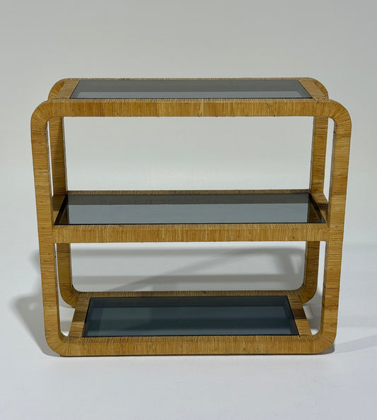 Vintage Rattan & Glass Console