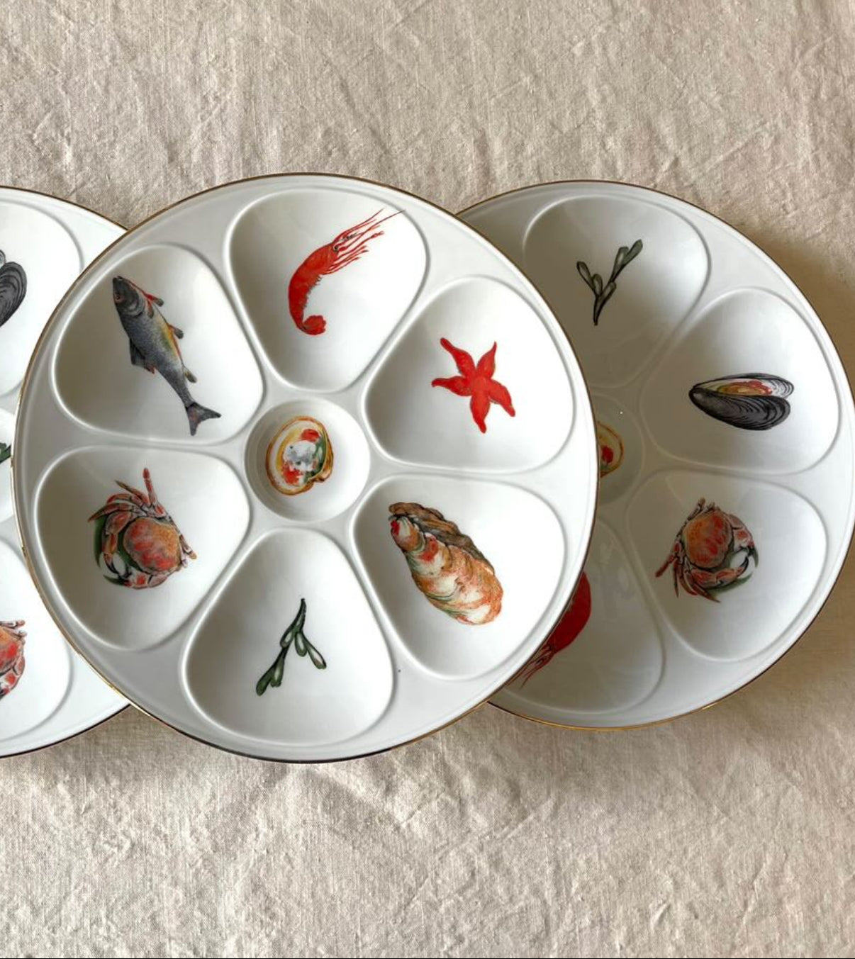Vintage French Porcelain Oyster Plates - 2 Available