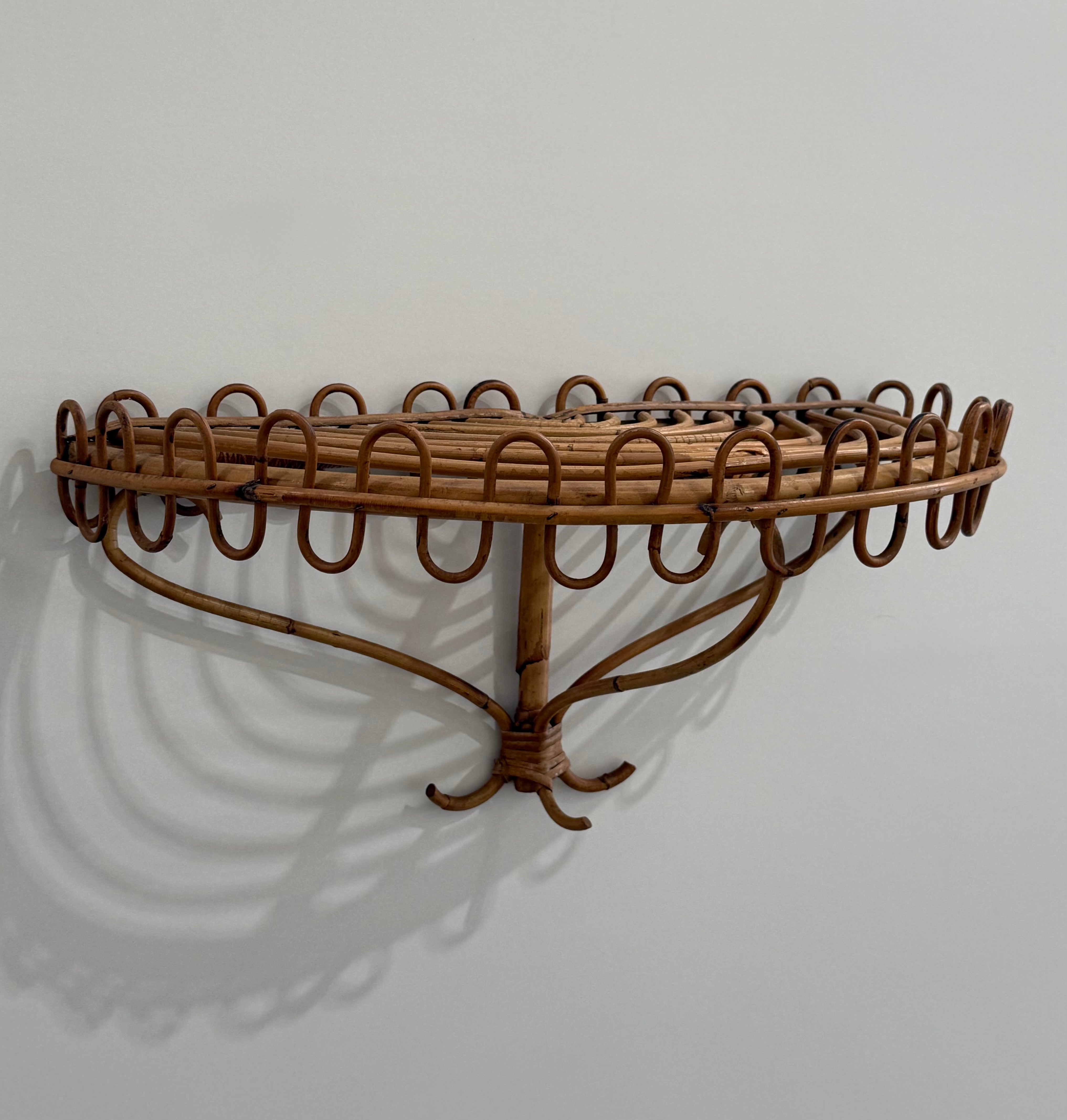 1960’s Italian Bamboo Wall Shelf