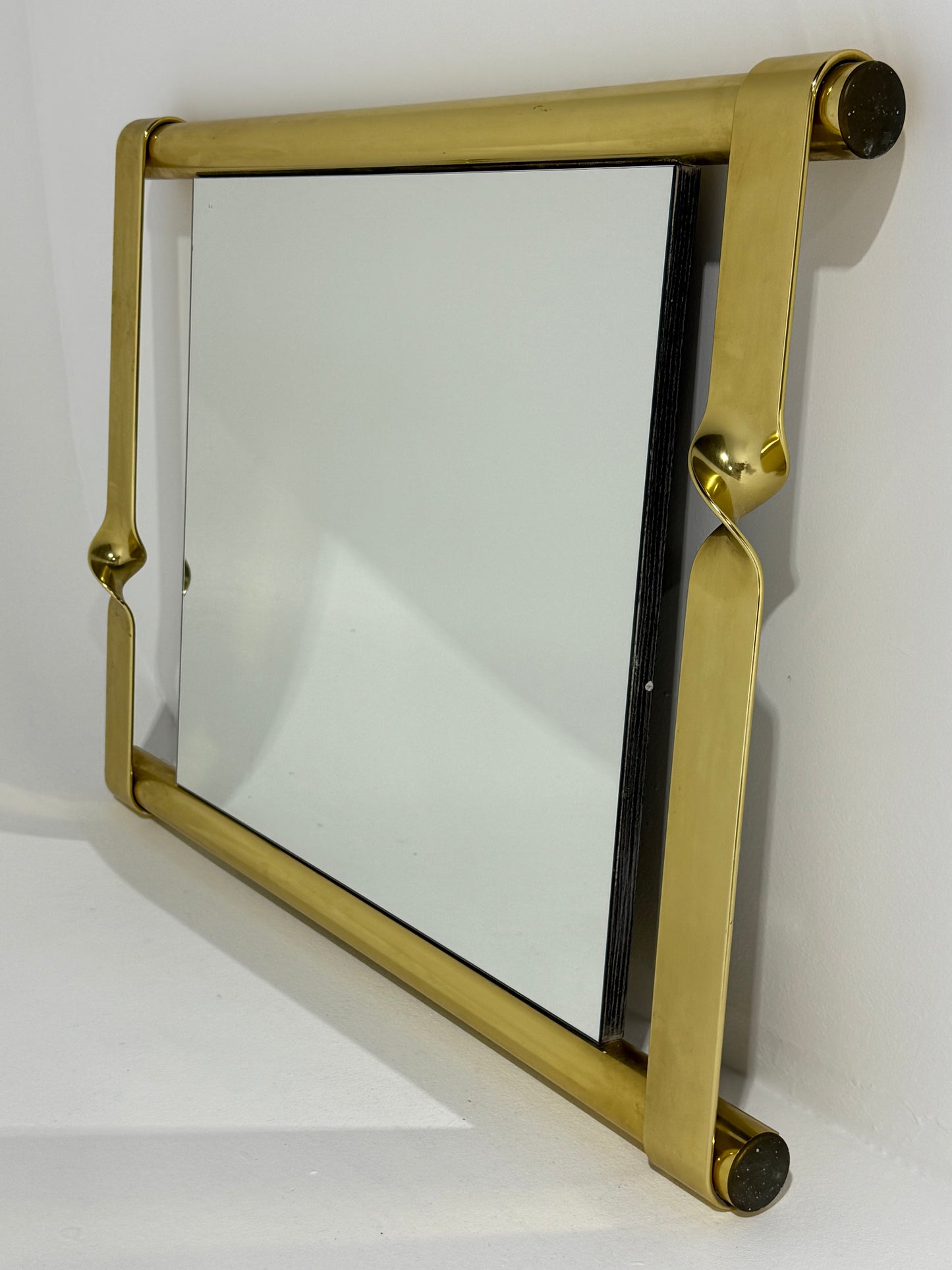 1970’s Italian Brass and Mirror by Luciano Frigerio