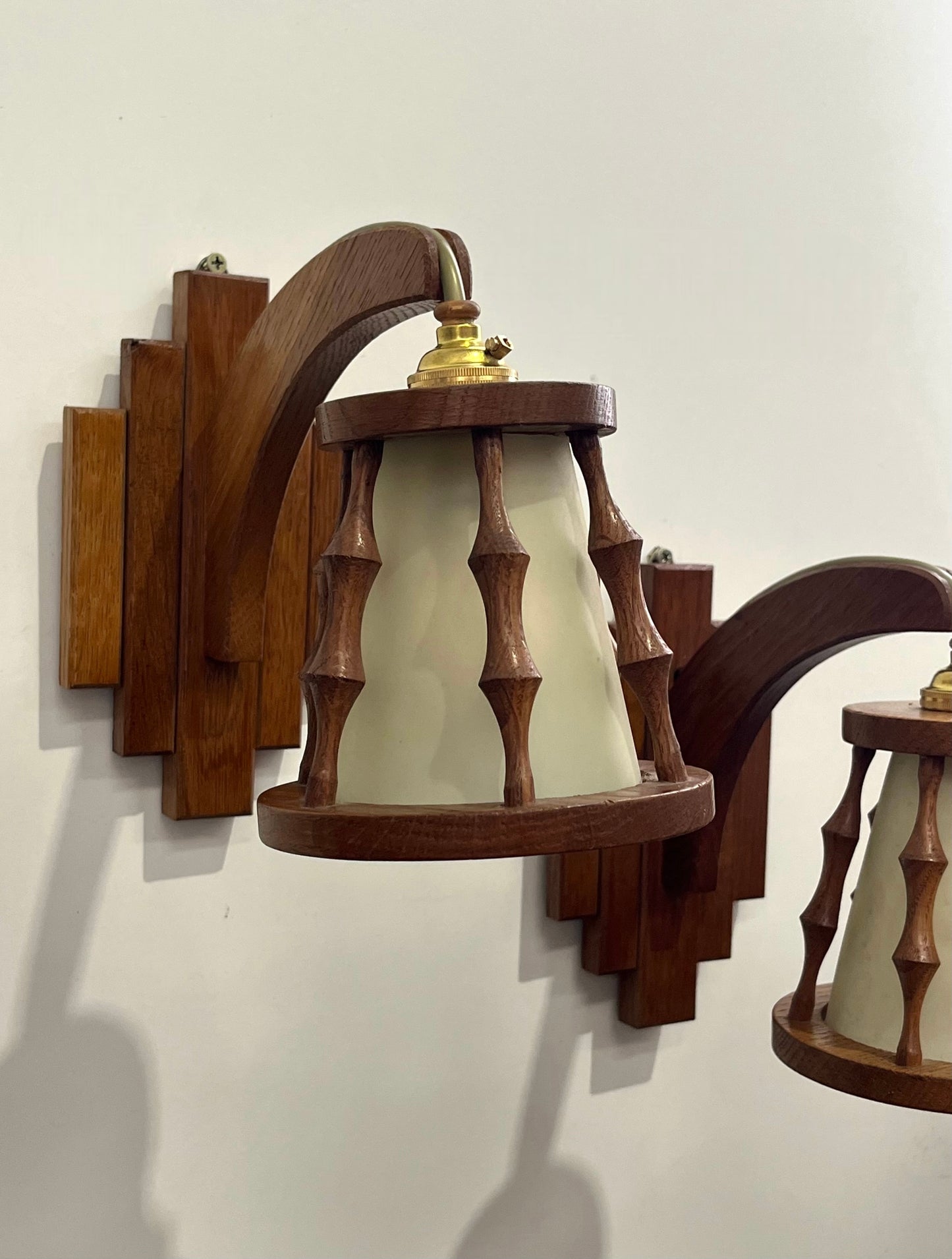 Pair of French Timber Wall Lights