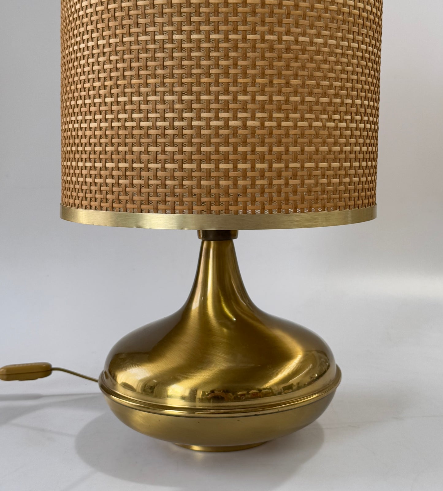 Vintage Italian Brass and Rattan Lamp