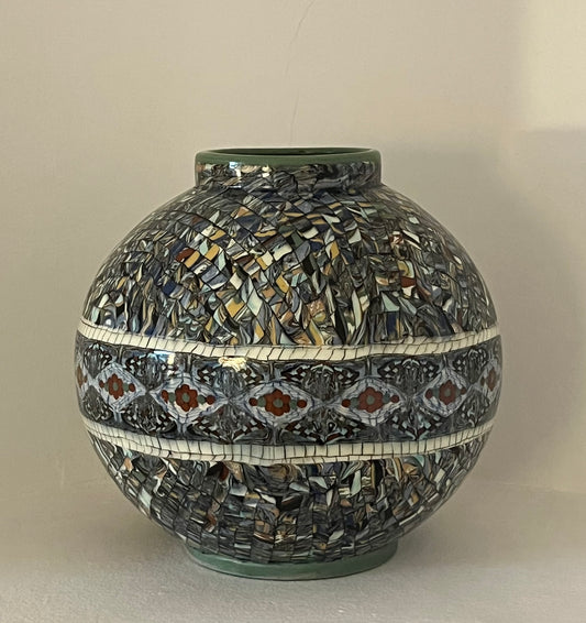 French Ceramic Mosaic Vase by Jean Gerbino, Vallauris