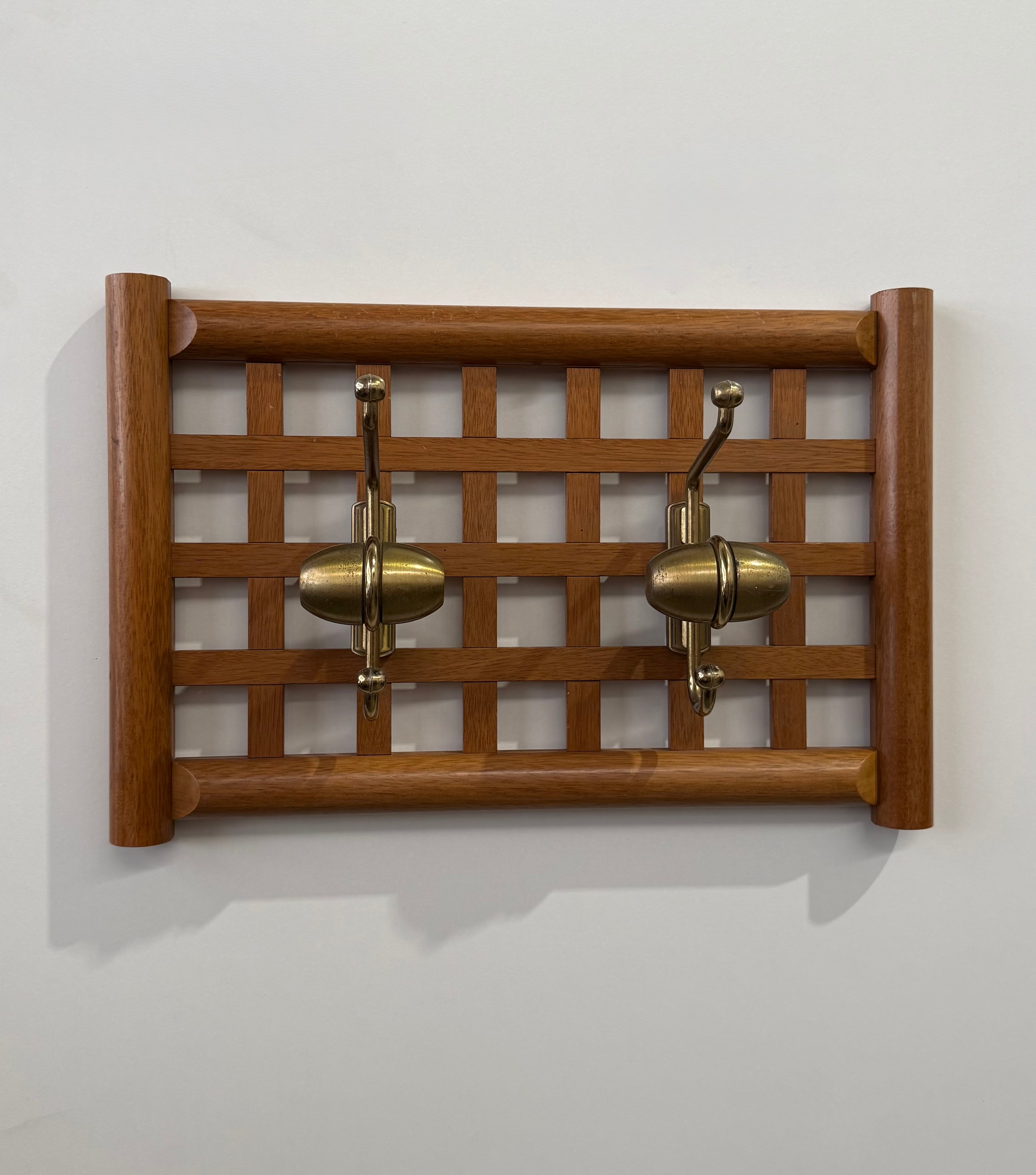 Vintage Timber & Brass Coat Rack