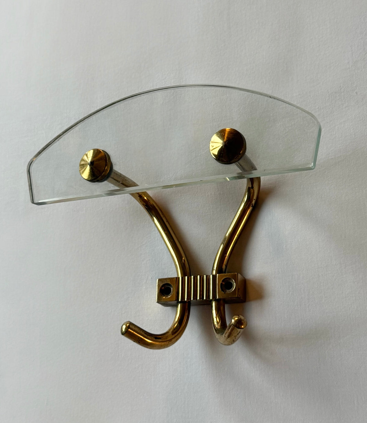 Italian Brass and Glass Coat Hook - Five Available