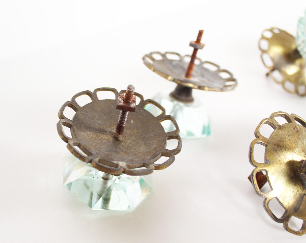 Italian Glass & Brass Coat Hook / Drawer Pull