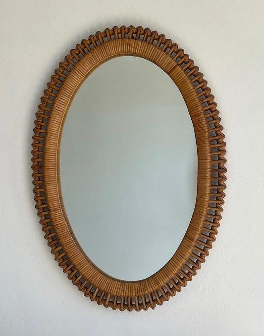 Large Italian Bamboo Mirror by Franco Albini