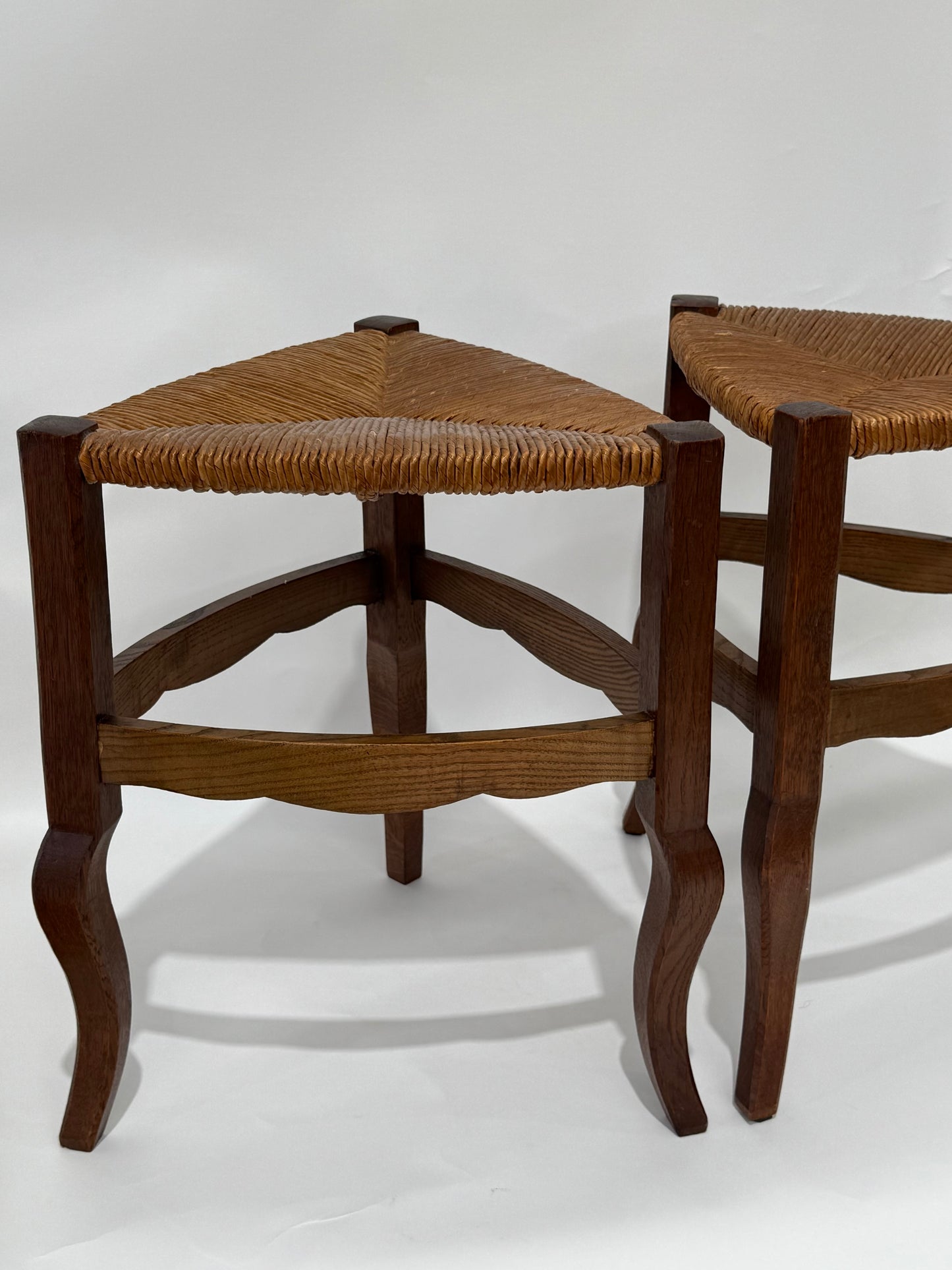 Vintage French Straw Tabouret - Two Available