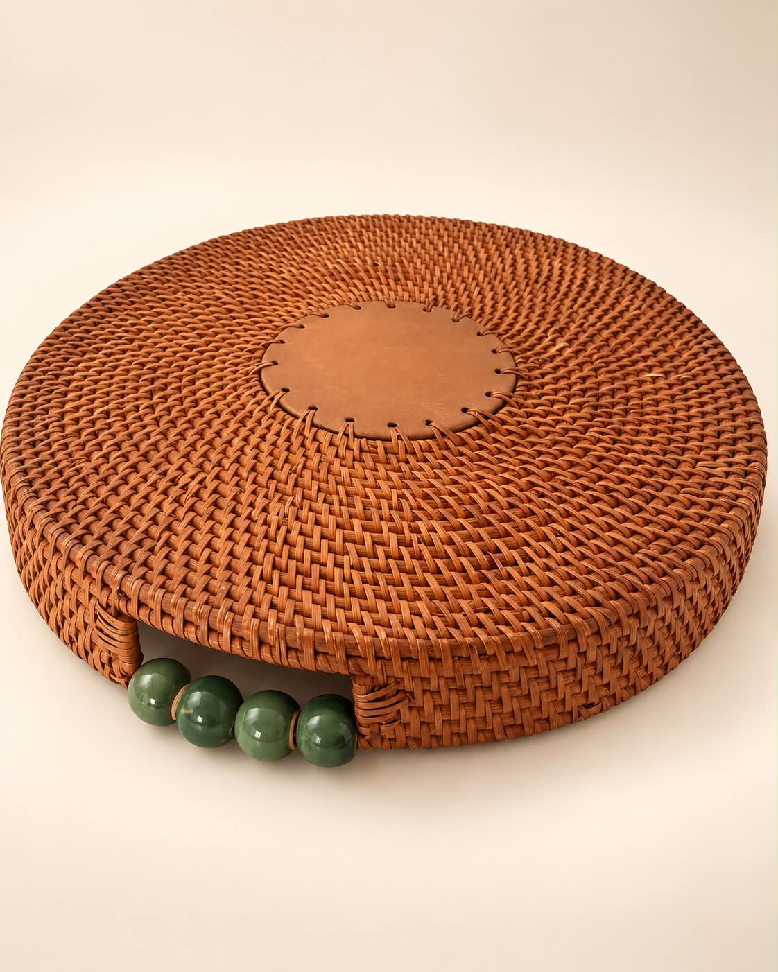 Italian Rattan & Ceramic Tray