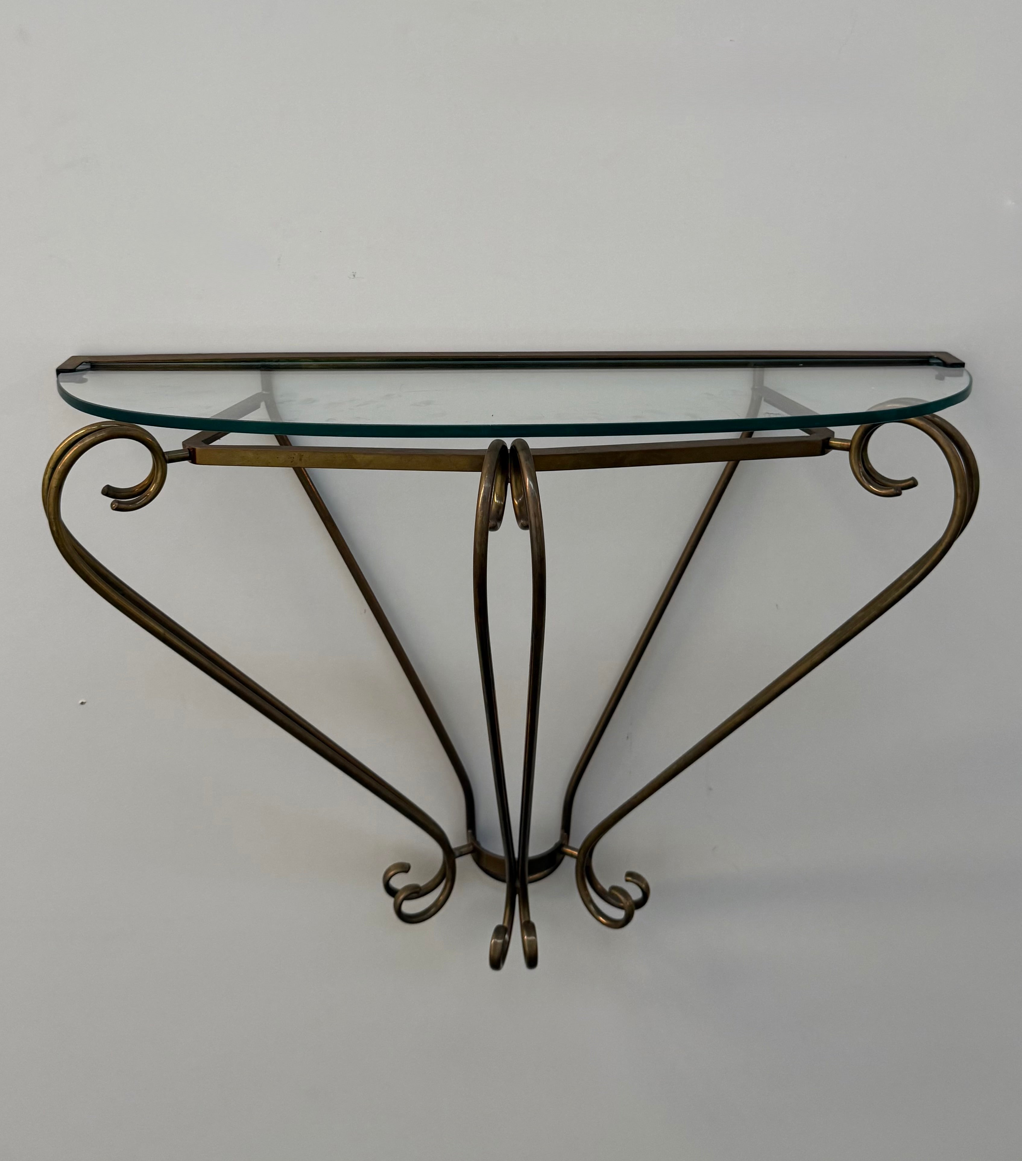 Italian Brass and Glass Console