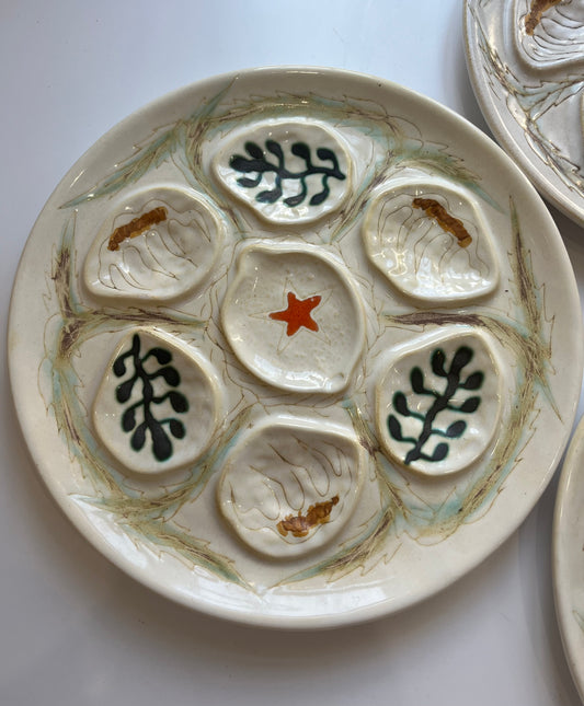 French Ceramic Oyster Plate - Two Available.