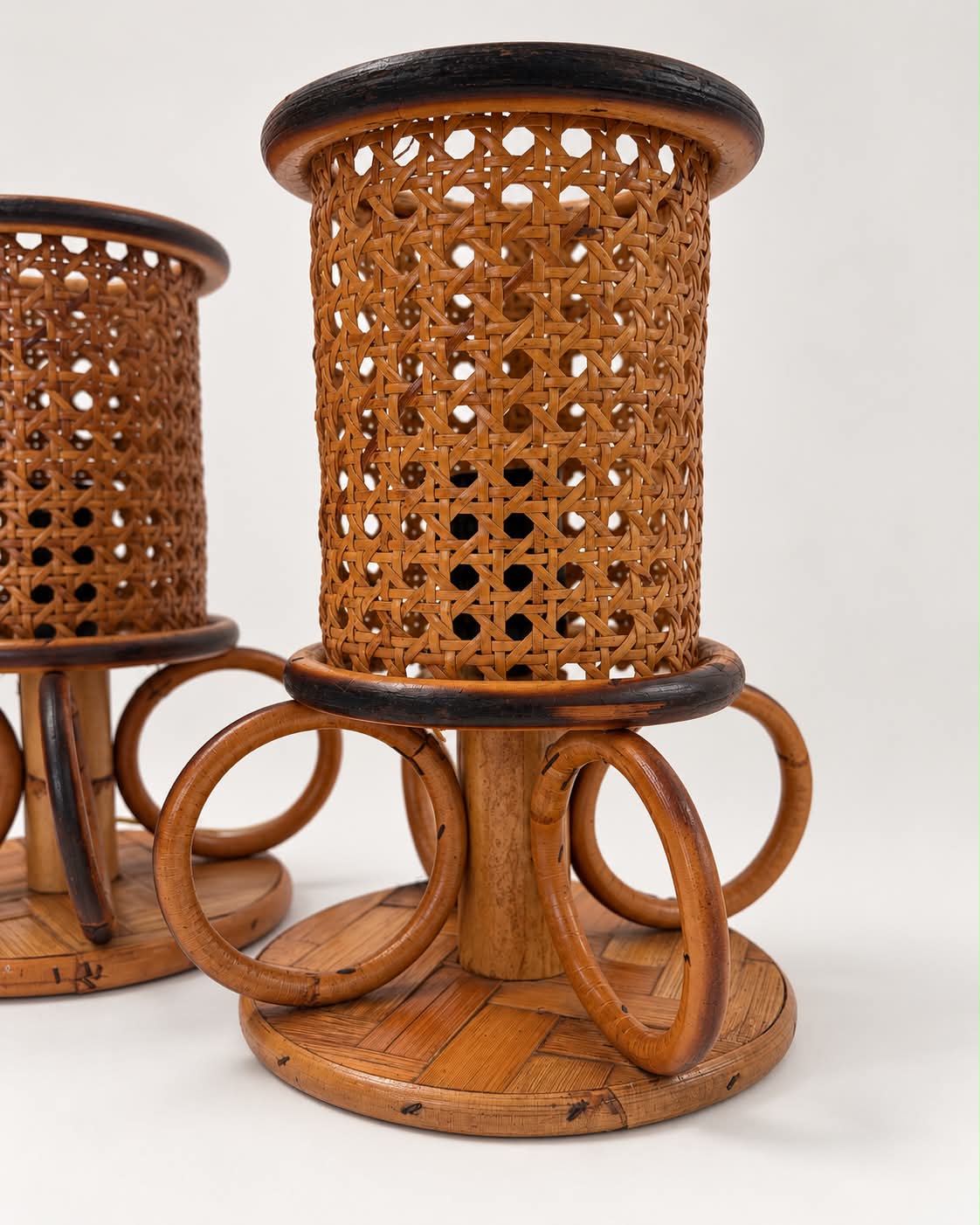 Pair of Vintage Italian Bamboo Lamps