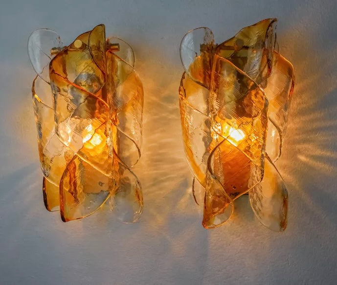 Pair of 1970’s Murano Wall Lights by Mazzega